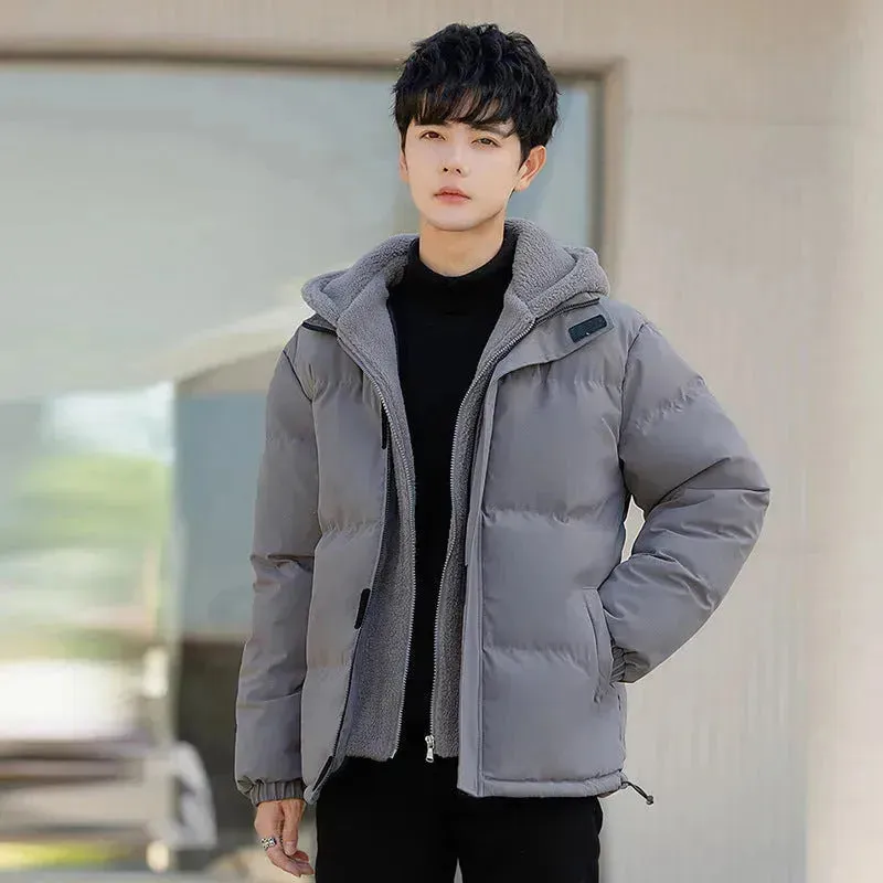 Polar Fleece Hooded  Winter Rain Puffer Jacket for Men