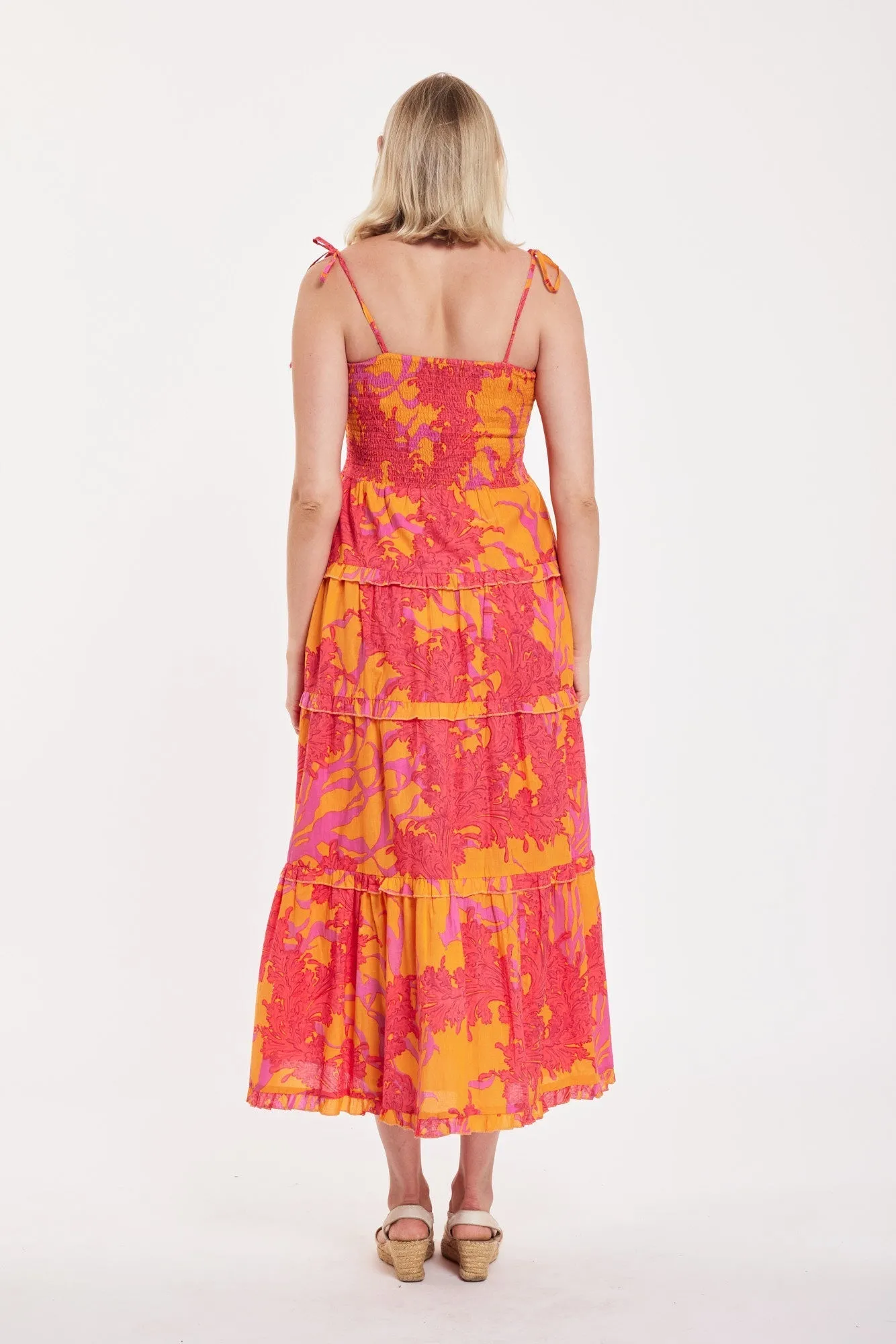 Preorder - Dianora Maxi Dress Big Coral Orange Fuchsia