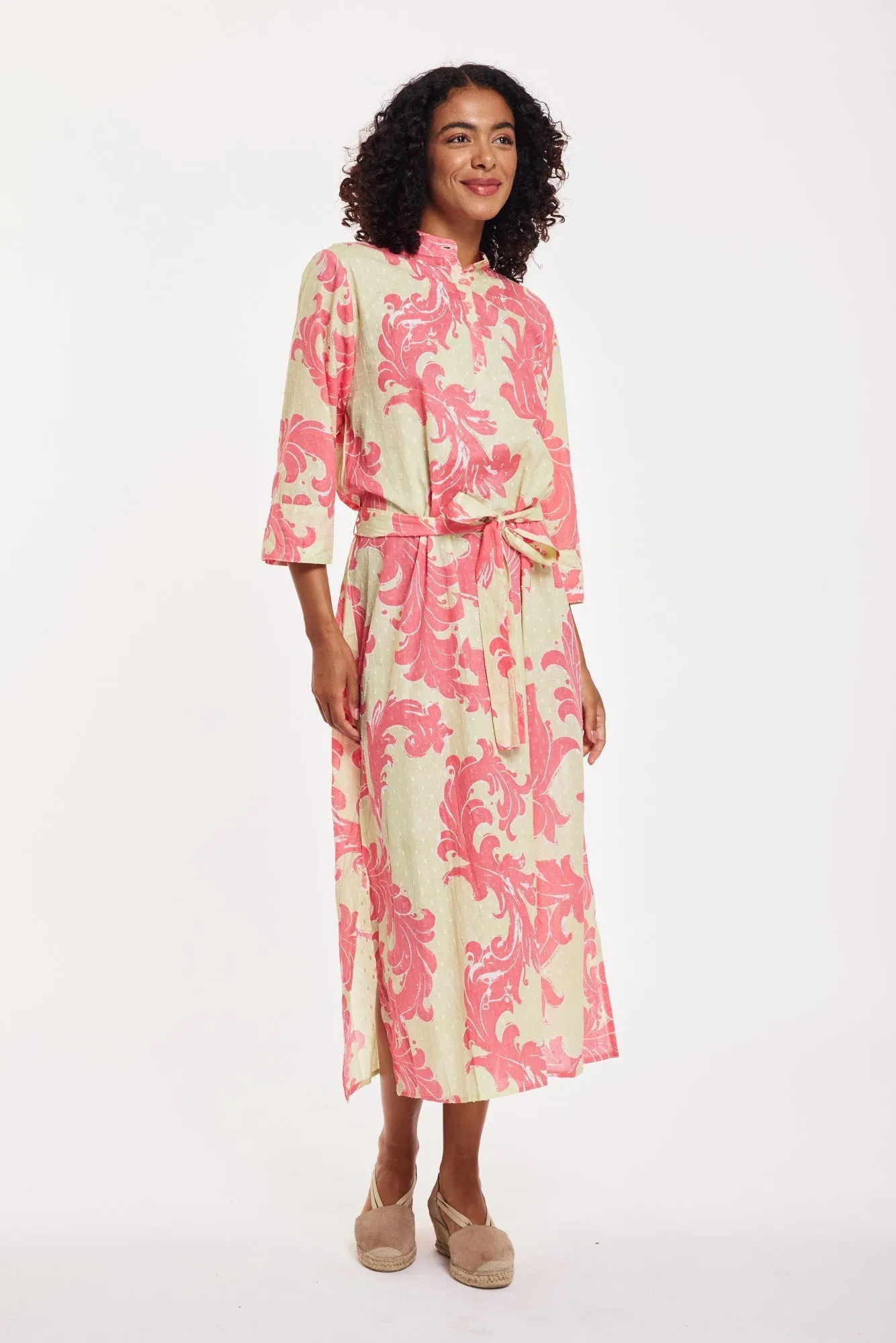 Preorder - Elina Maxi Dress Baroque Swirl Pistachio Pink