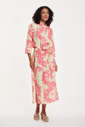 Preorder - Elina Maxi Dress Baroque Swirl Pistachio Pink