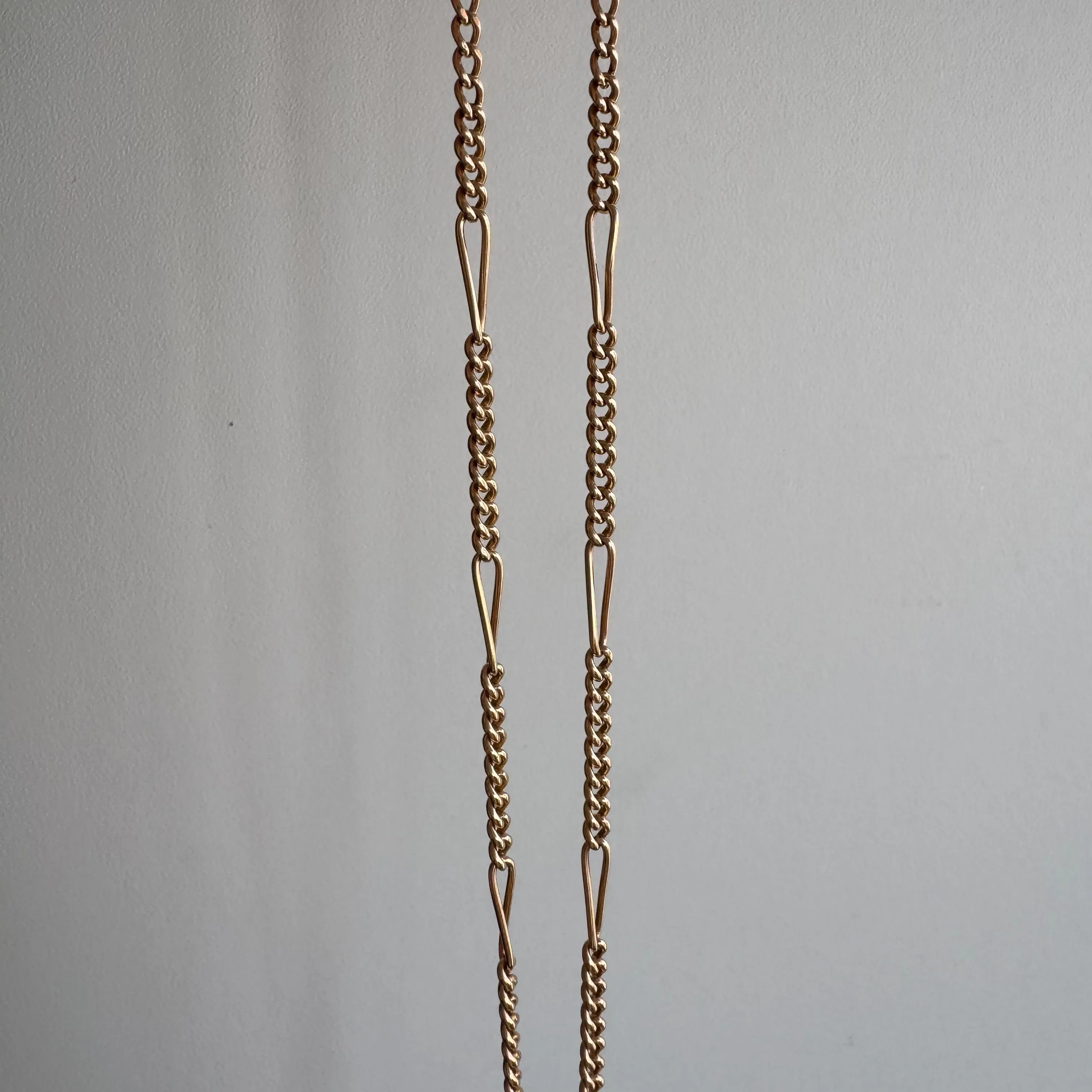 reimagined A N T I Q U E // watch chain mashup / 10k rosy gold curb and fancy figaro chain / 20.25"