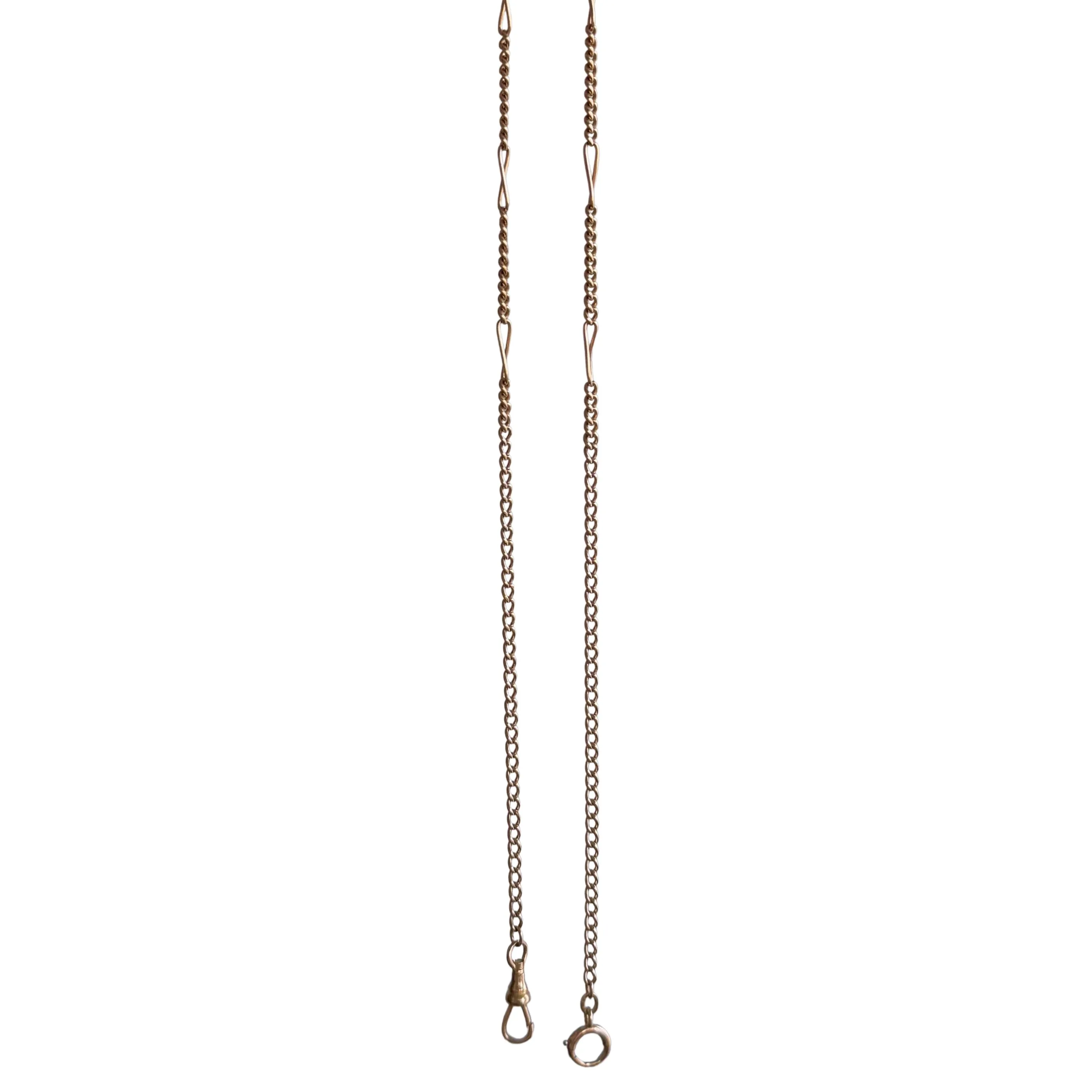 reimagined A N T I Q U E // watch chain mashup / 10k rosy gold curb and fancy figaro chain / 20.25"