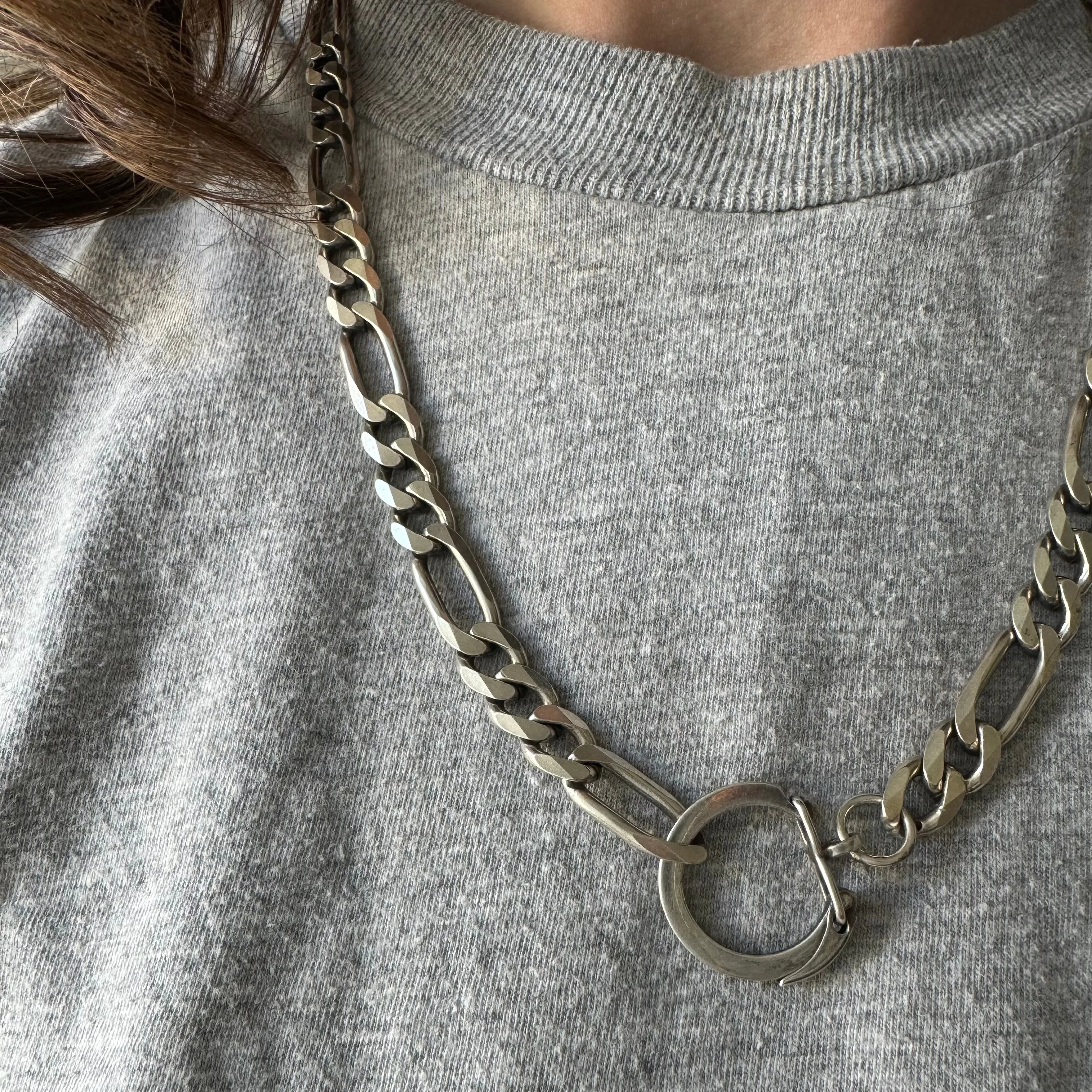 reimagined V I N T A G E // connected possibilities / sterling silver heavy figaro chain with connector clasp / 21", 52g