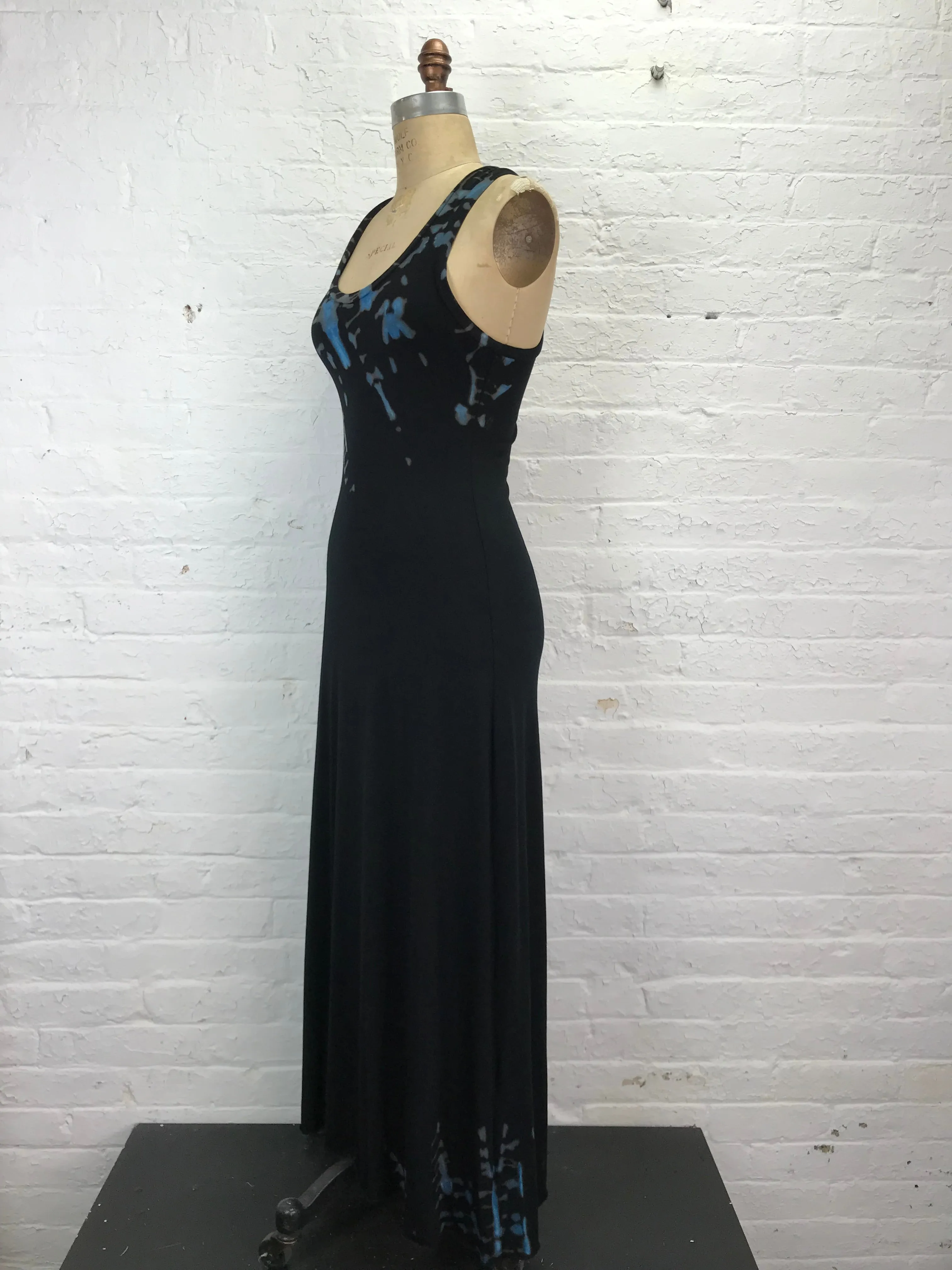 Roxy Racerback Maxi Tank Dress in Blue Hieroglyphics