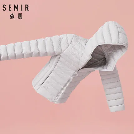 SEMIR 2019 New Parkas basic Winter jackets Female Women Winter plus velvet lamb hooded Coats Down Winter Jacket Womens Outwear