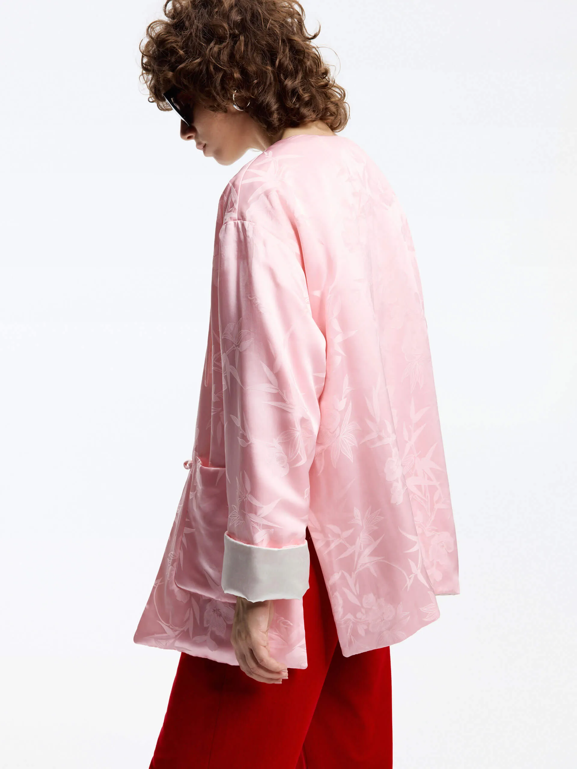 Silk Blend Collarless Coat
