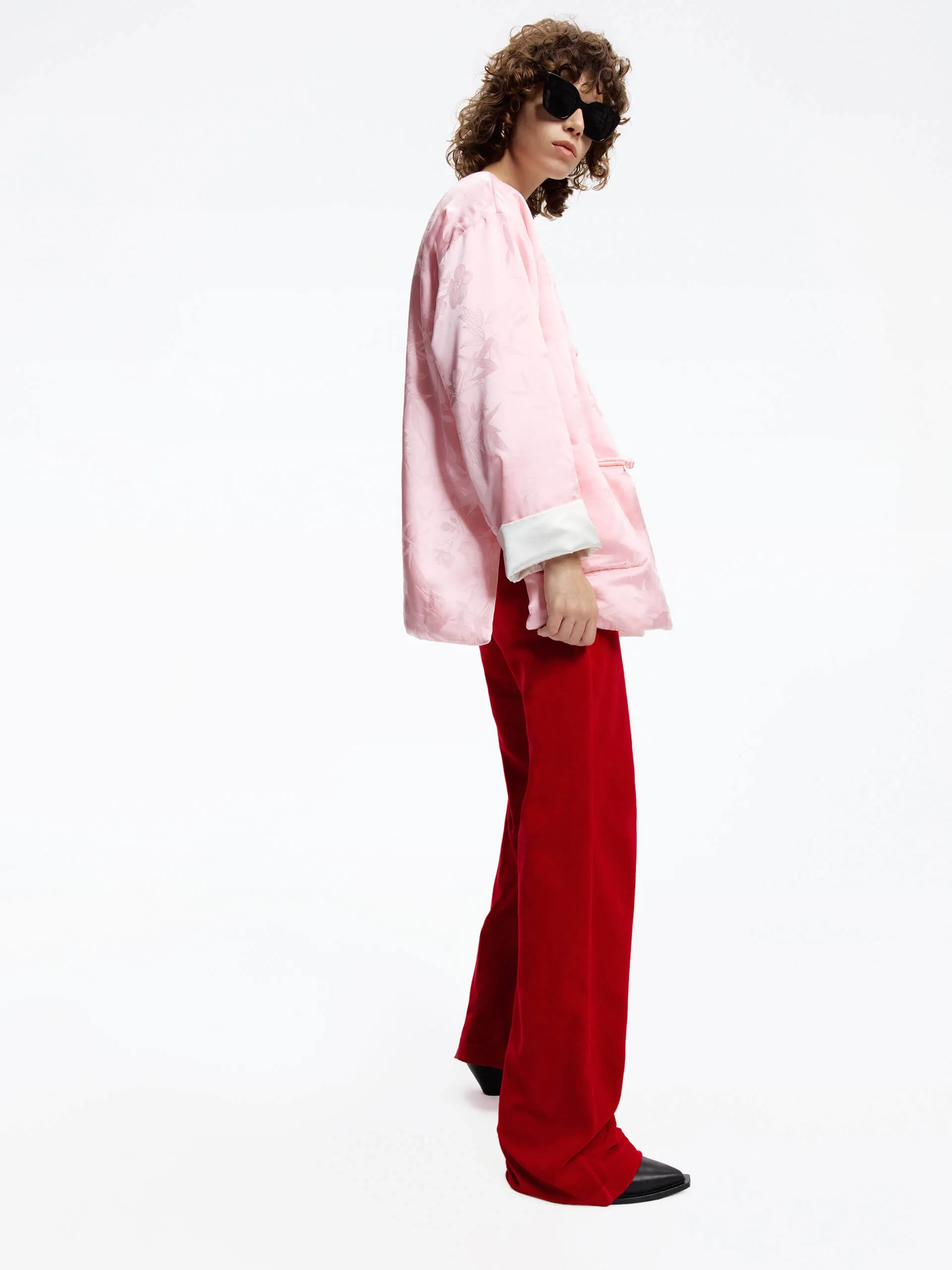 Silk Blend Collarless Coat