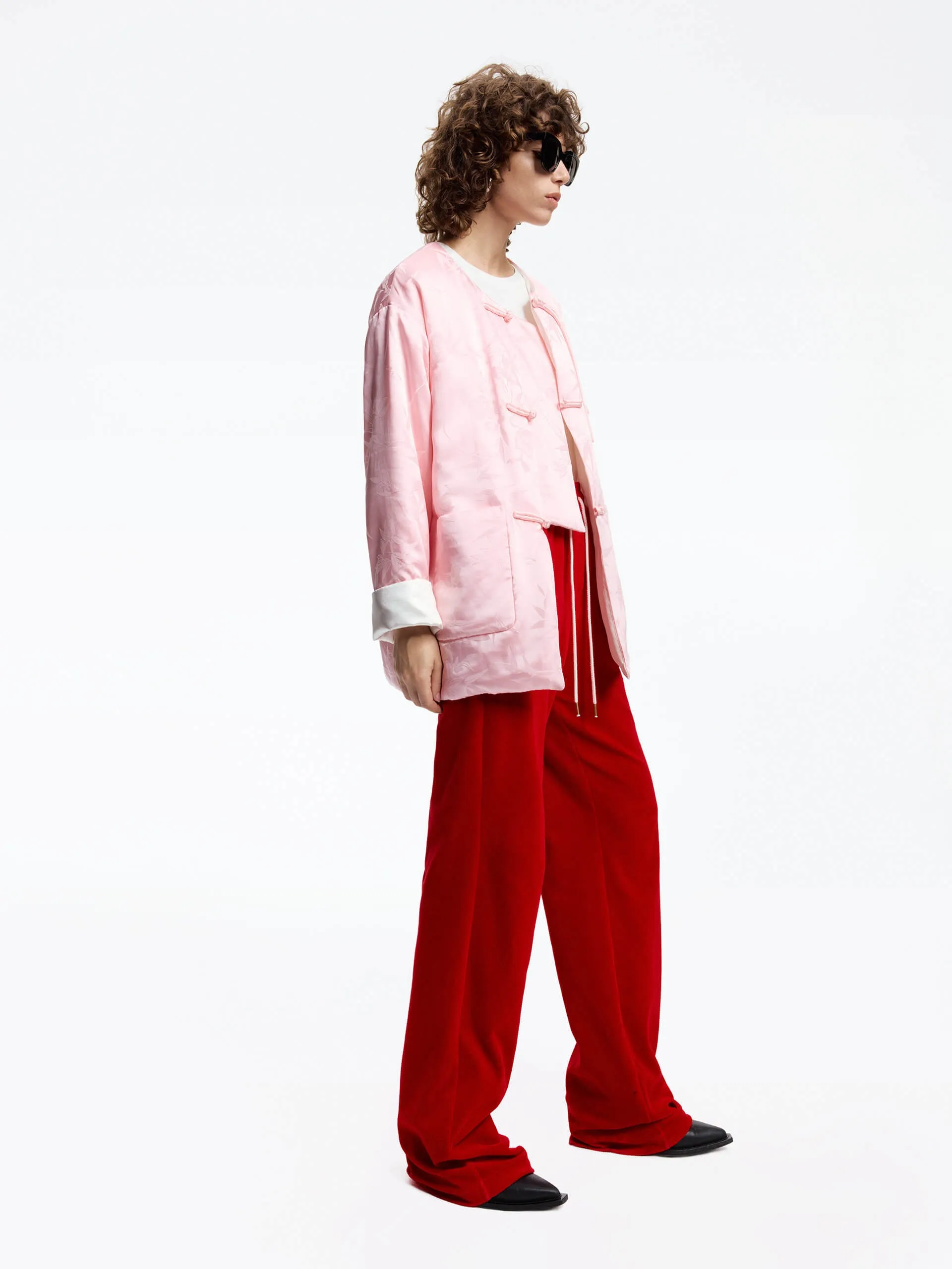 Silk Blend Collarless Coat