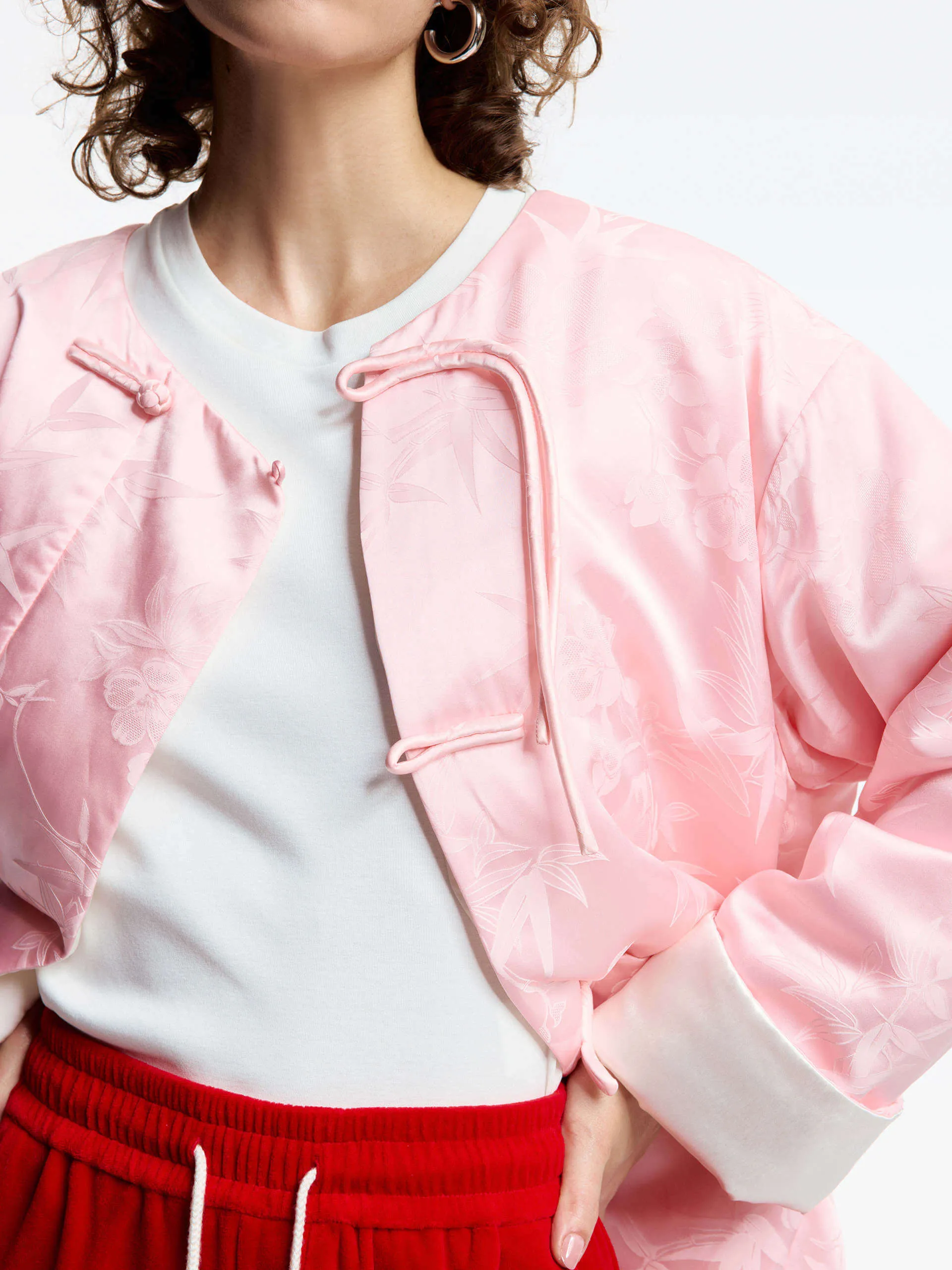 Silk Blend Collarless Coat