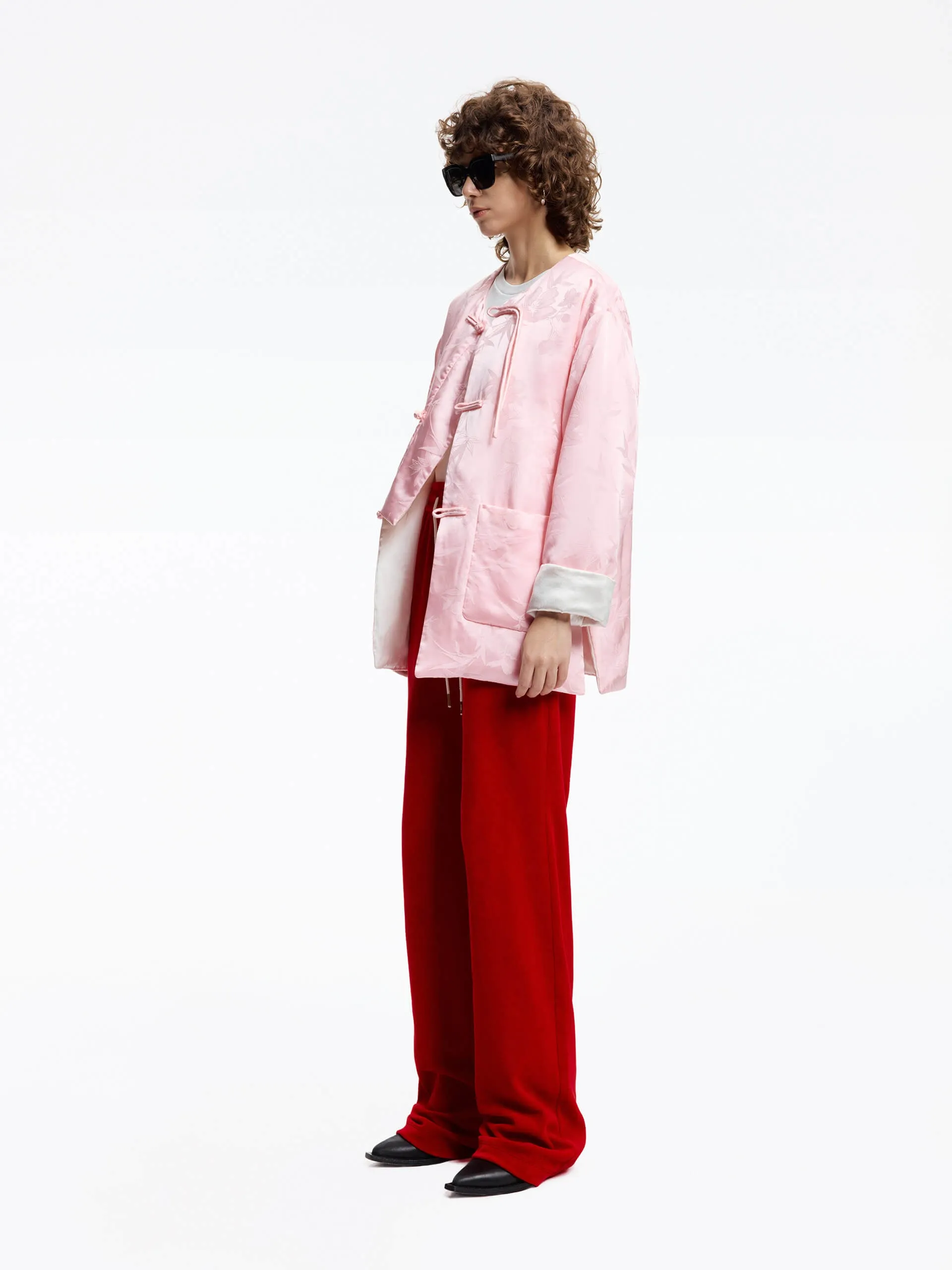 Silk Blend Collarless Coat