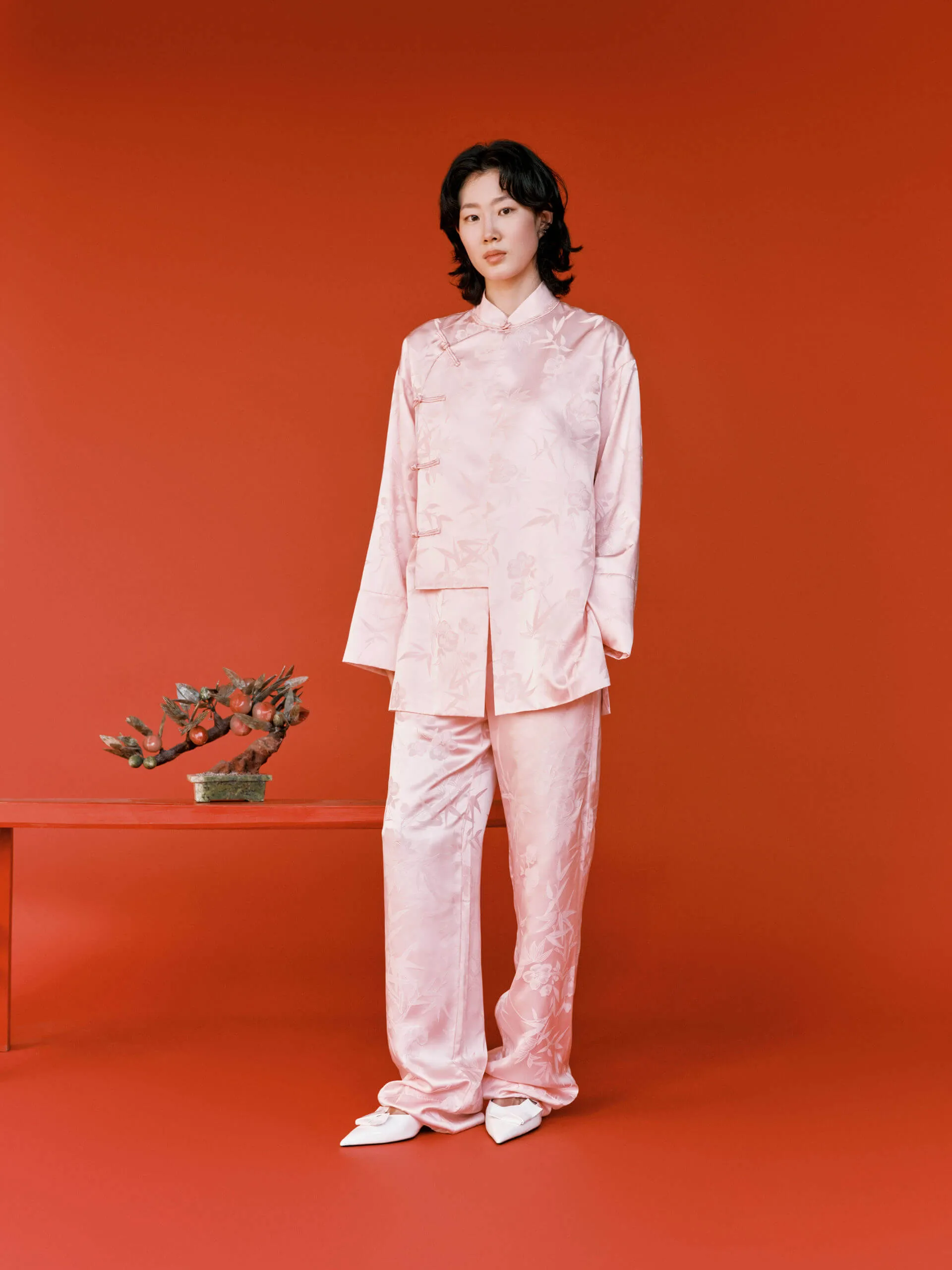 Silk Blend Jacquard Coat