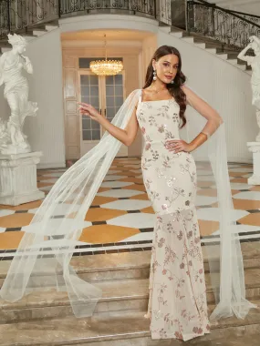 Sleeveless Square Neck Tulle Ribbon Prom Dress RJ10682