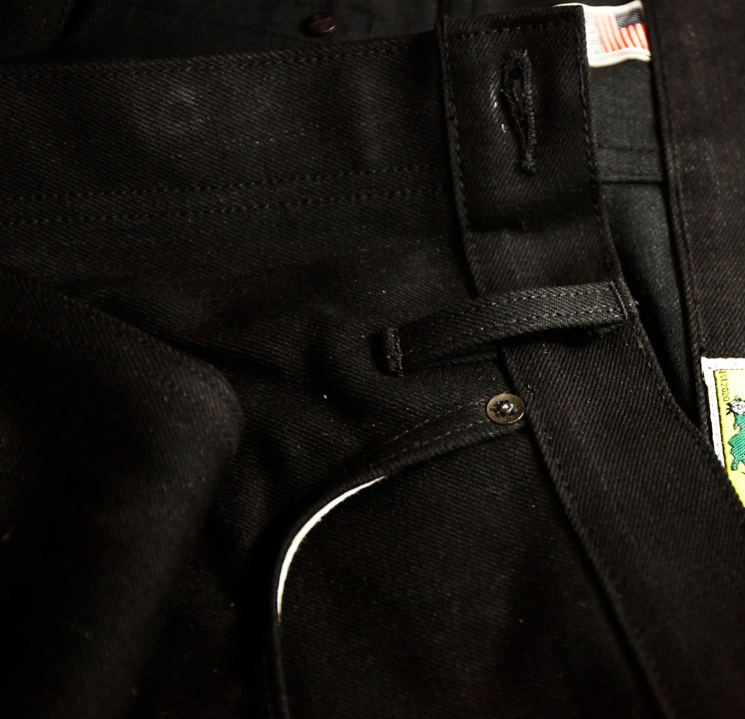 Smokestacks Black Maria Vidalia Mills 14 oz selvedge Sulphur Denim Wide Leg ** size up inch in the waist