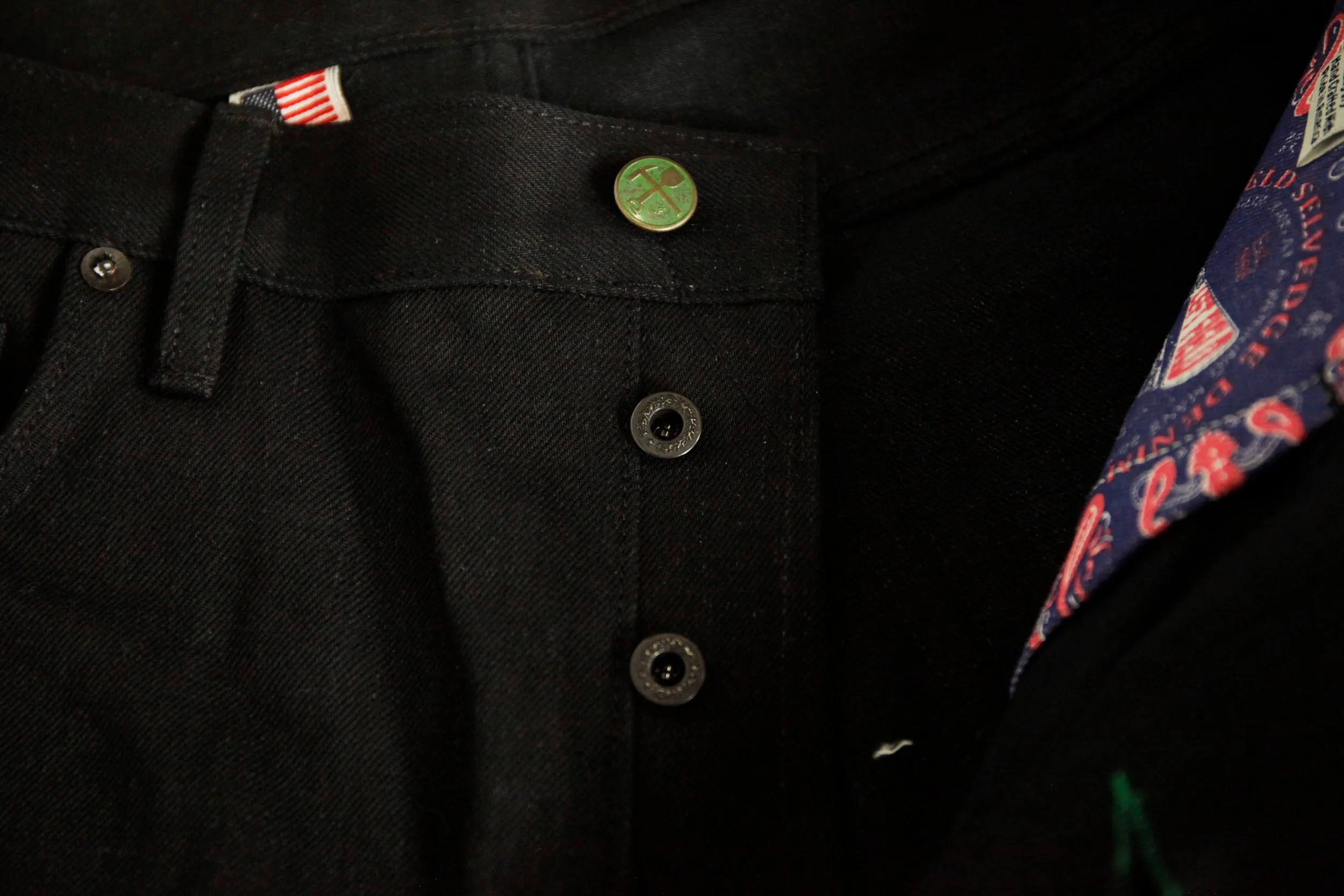 Smokestacks Black Maria Vidalia Mills 14 oz selvedge Sulphur Denim Wide Leg ** size up inch in the waist