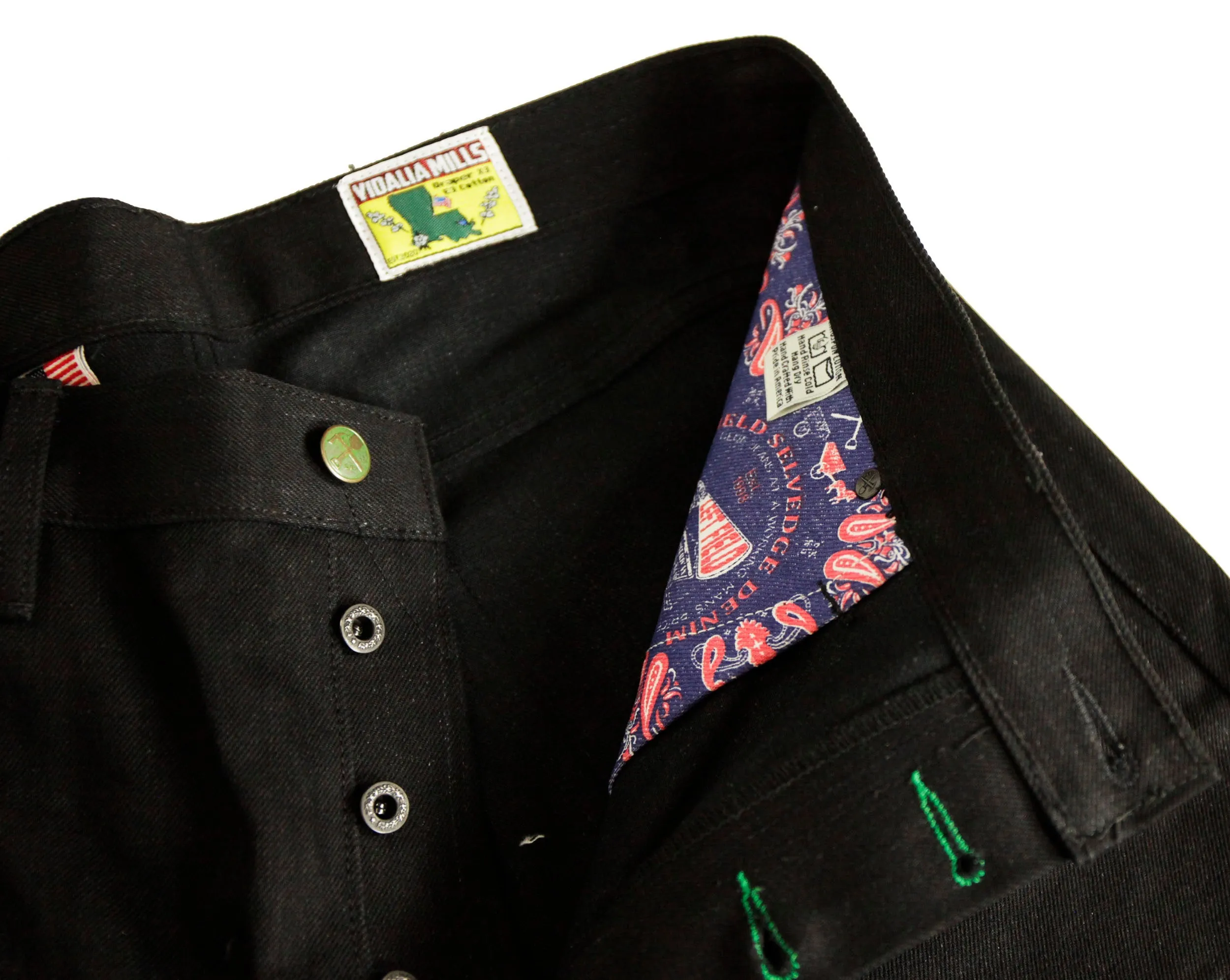 Smokestacks Black Maria Vidalia Mills 14 oz selvedge Sulphur Denim Wide Leg ** size up inch in the waist