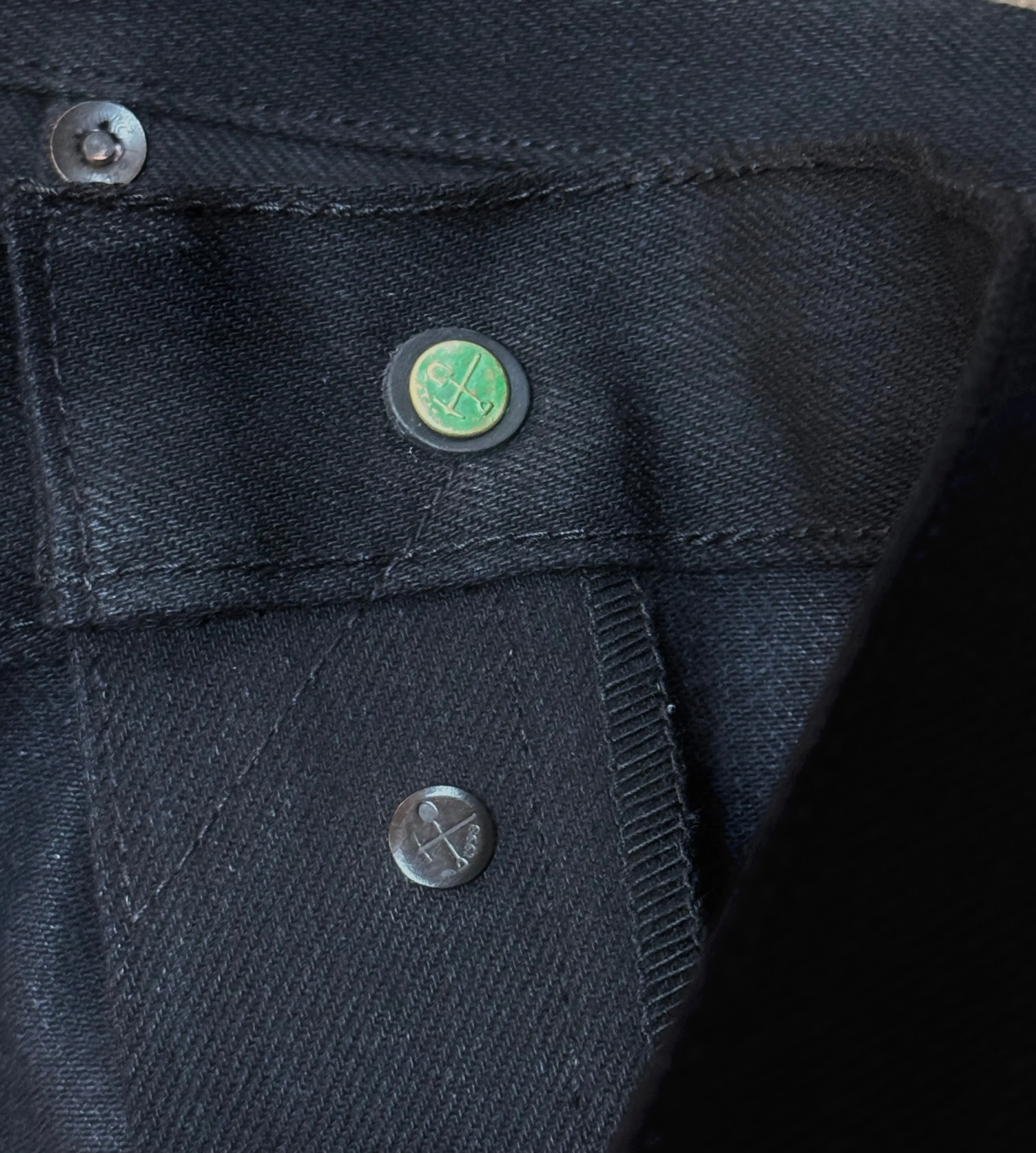 Smokestacks Black Maria Vidalia Mills 14 oz selvedge Sulphur Denim Wide Leg ** size up inch in the waist