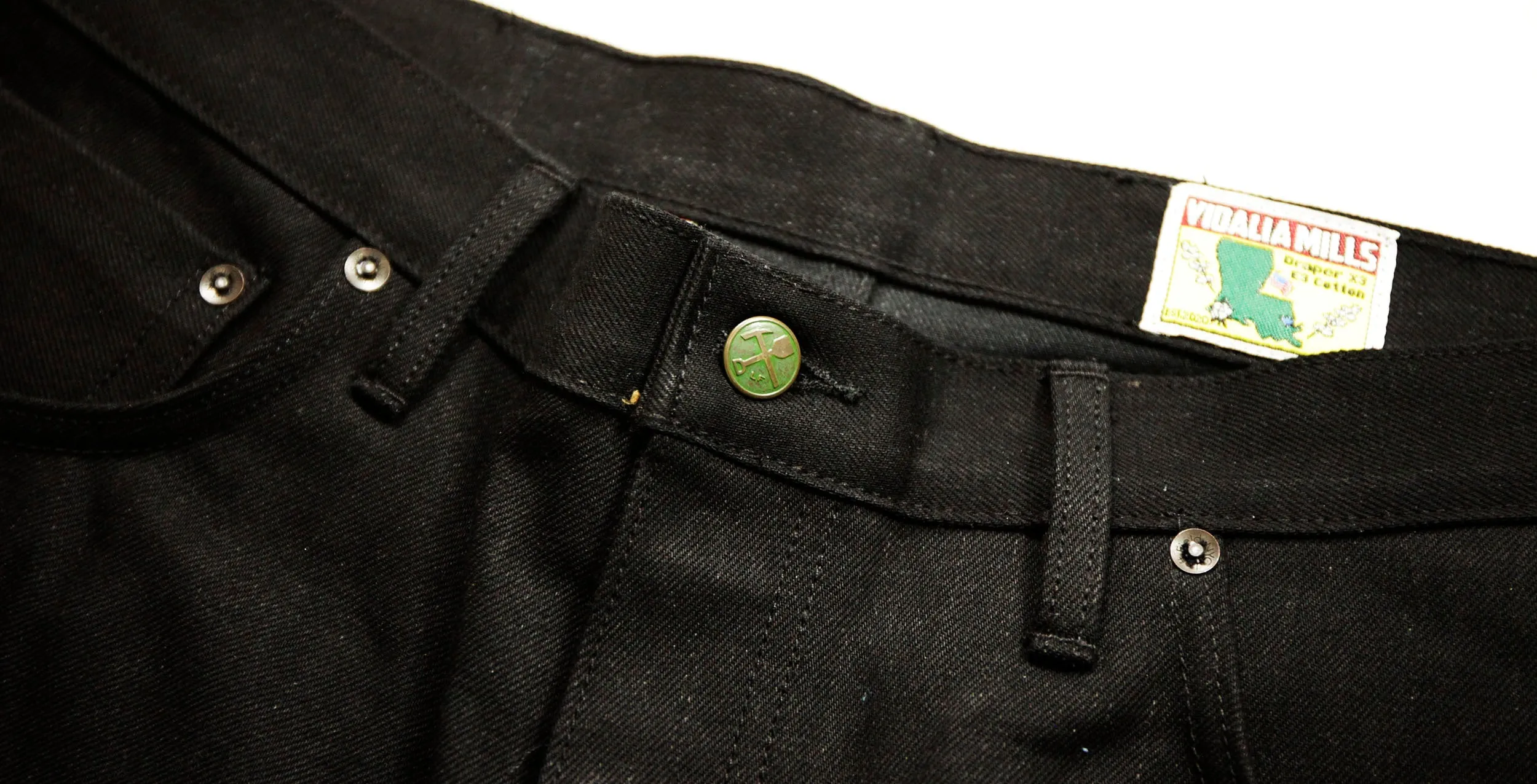 Smokestacks Black Maria Vidalia Mills 14 oz selvedge Sulphur Denim Wide Leg ** size up inch in the waist