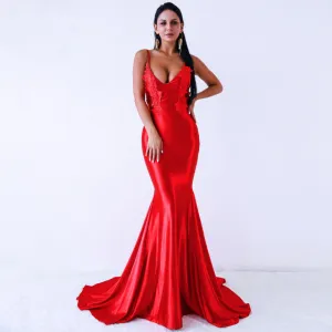 Spaghetti Strap Embellished Backless Maxi Dress