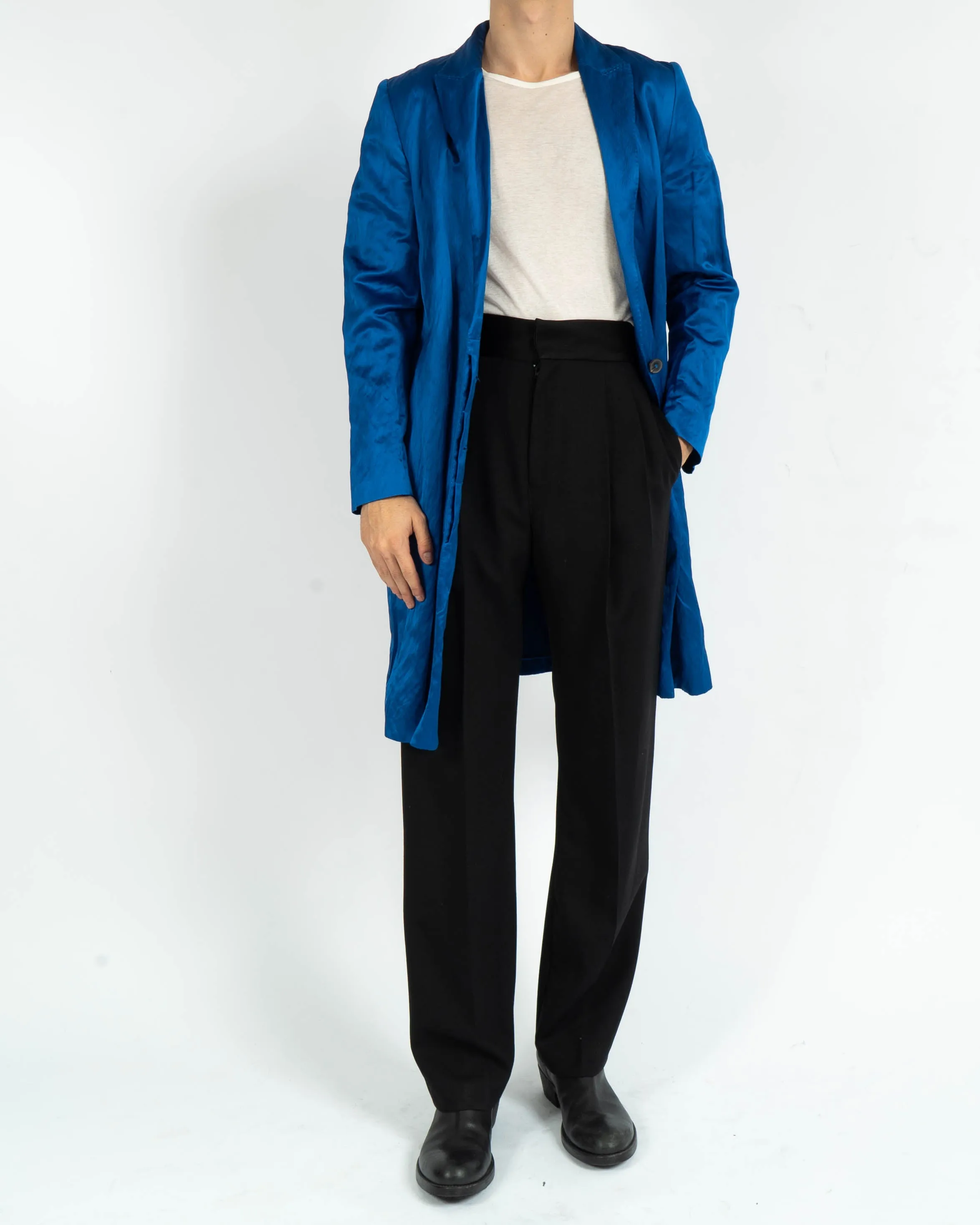 SS18 Blue Satin Overcoat