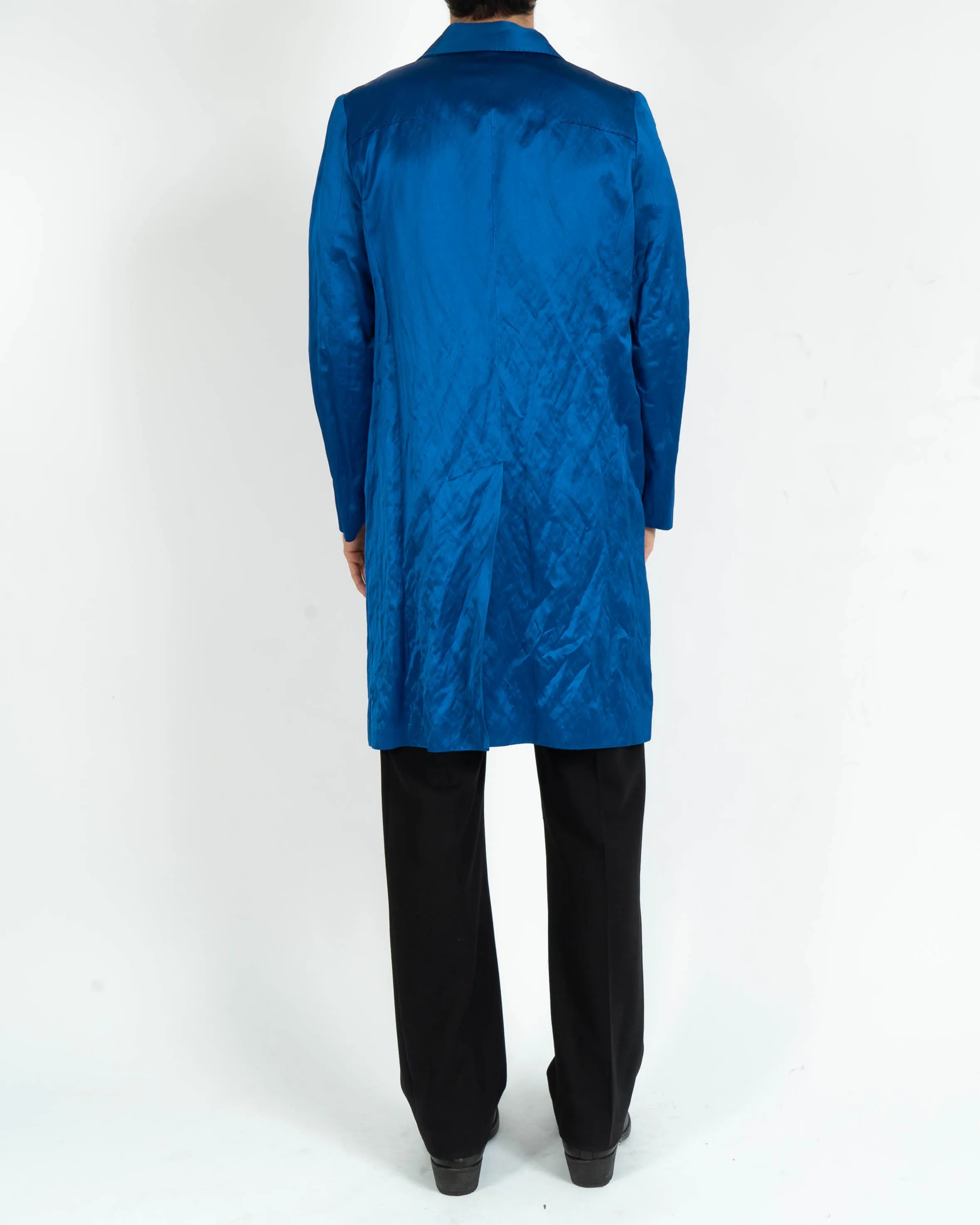 SS18 Blue Satin Overcoat
