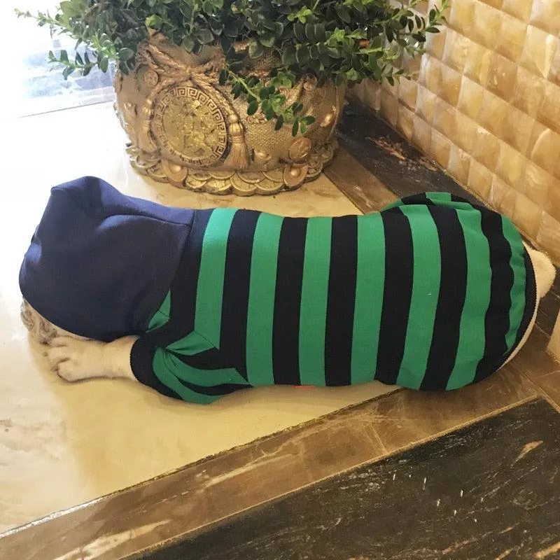 Striped Dog Coat Hoodie  100% Cotton
