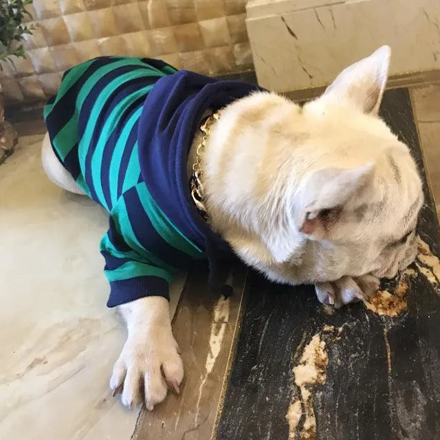 Striped Dog Coat Hoodie  100% Cotton