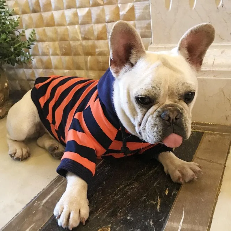 Striped Dog Coat Hoodie  100% Cotton