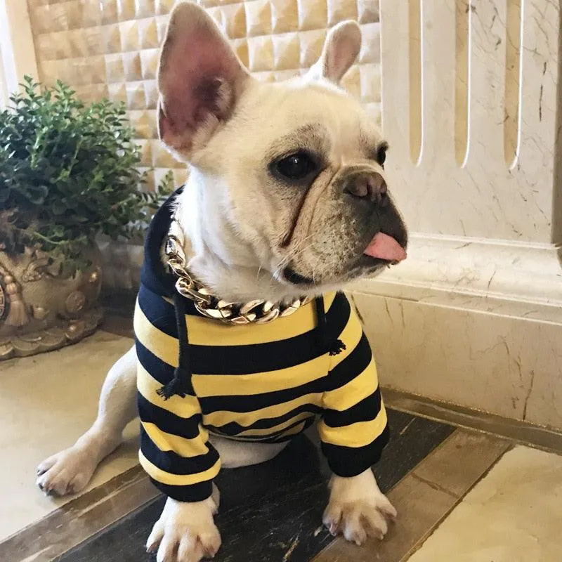 Striped Dog Coat Hoodie  100% Cotton