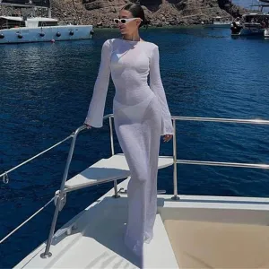 Summer Backless Beach Party Bikini Cover-Ups Long Dress