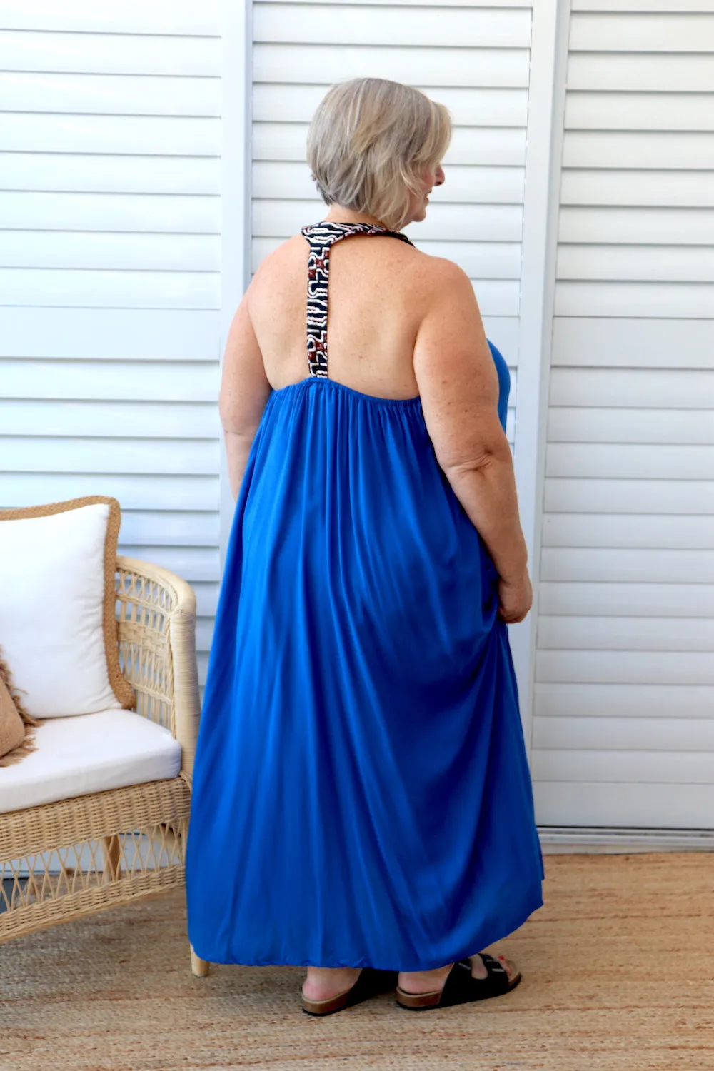 T Bar Maxi Dress In Bright Blue