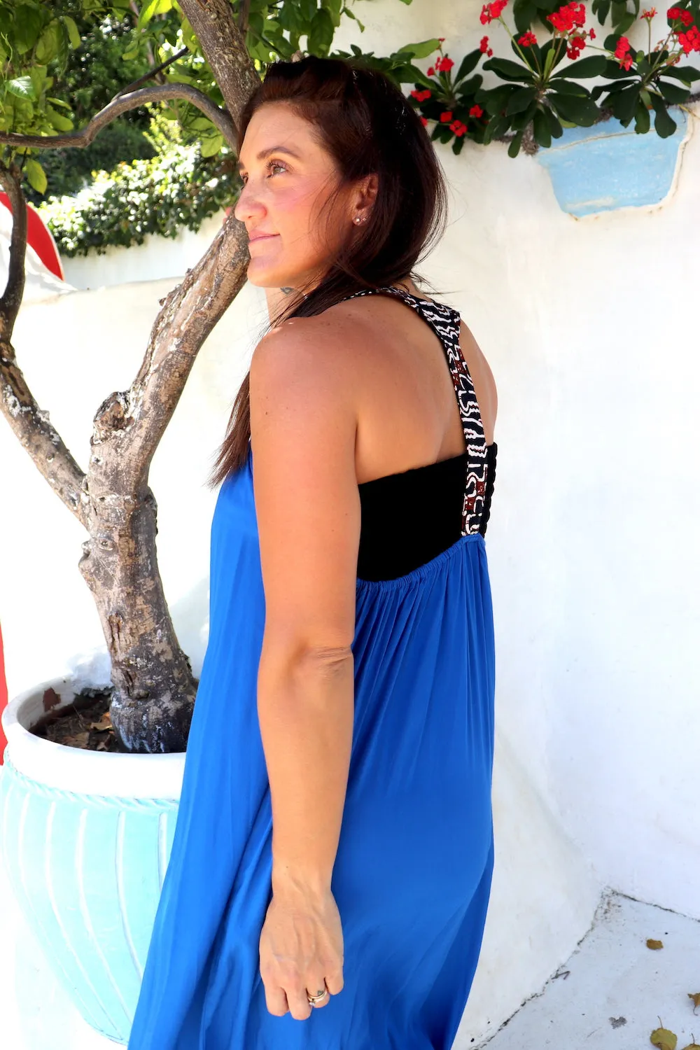 T Bar Maxi Dress In Bright Blue