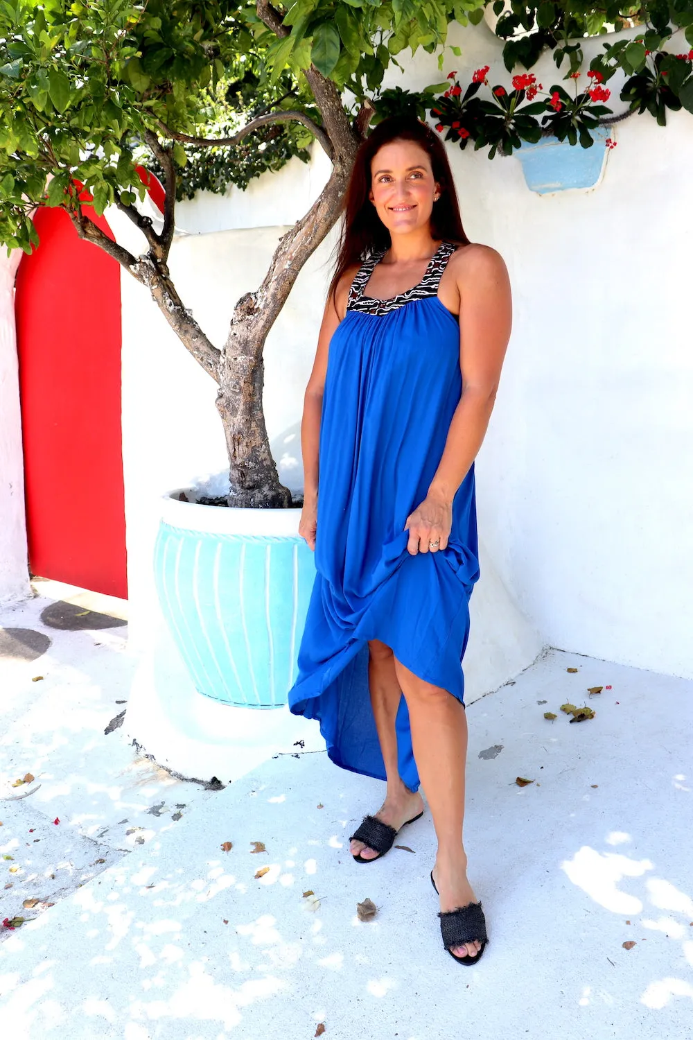 T Bar Maxi Dress In Bright Blue