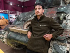Tank Museum Green Zip Neck Jumper