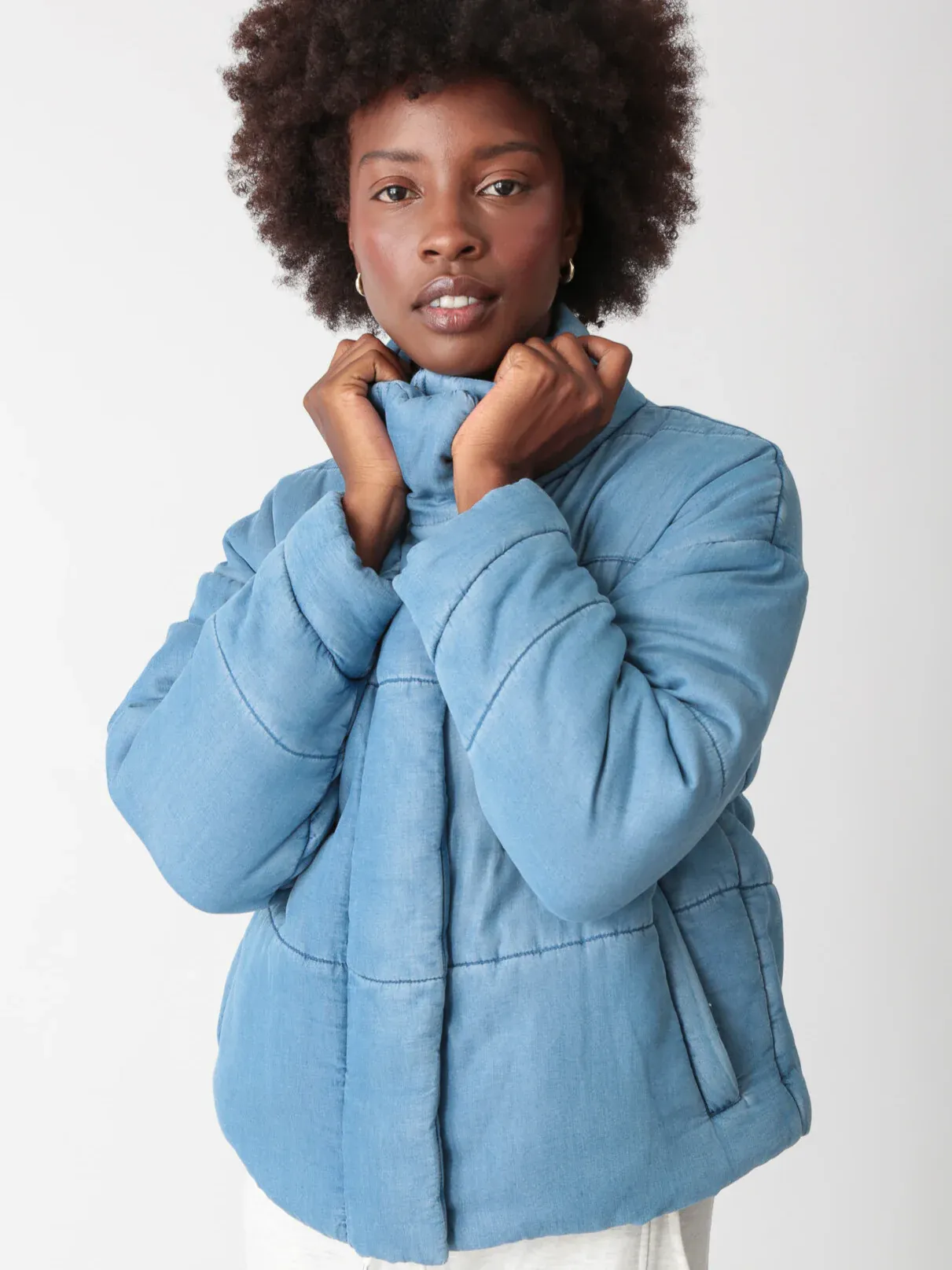The Vintage Denim Puff Jacket