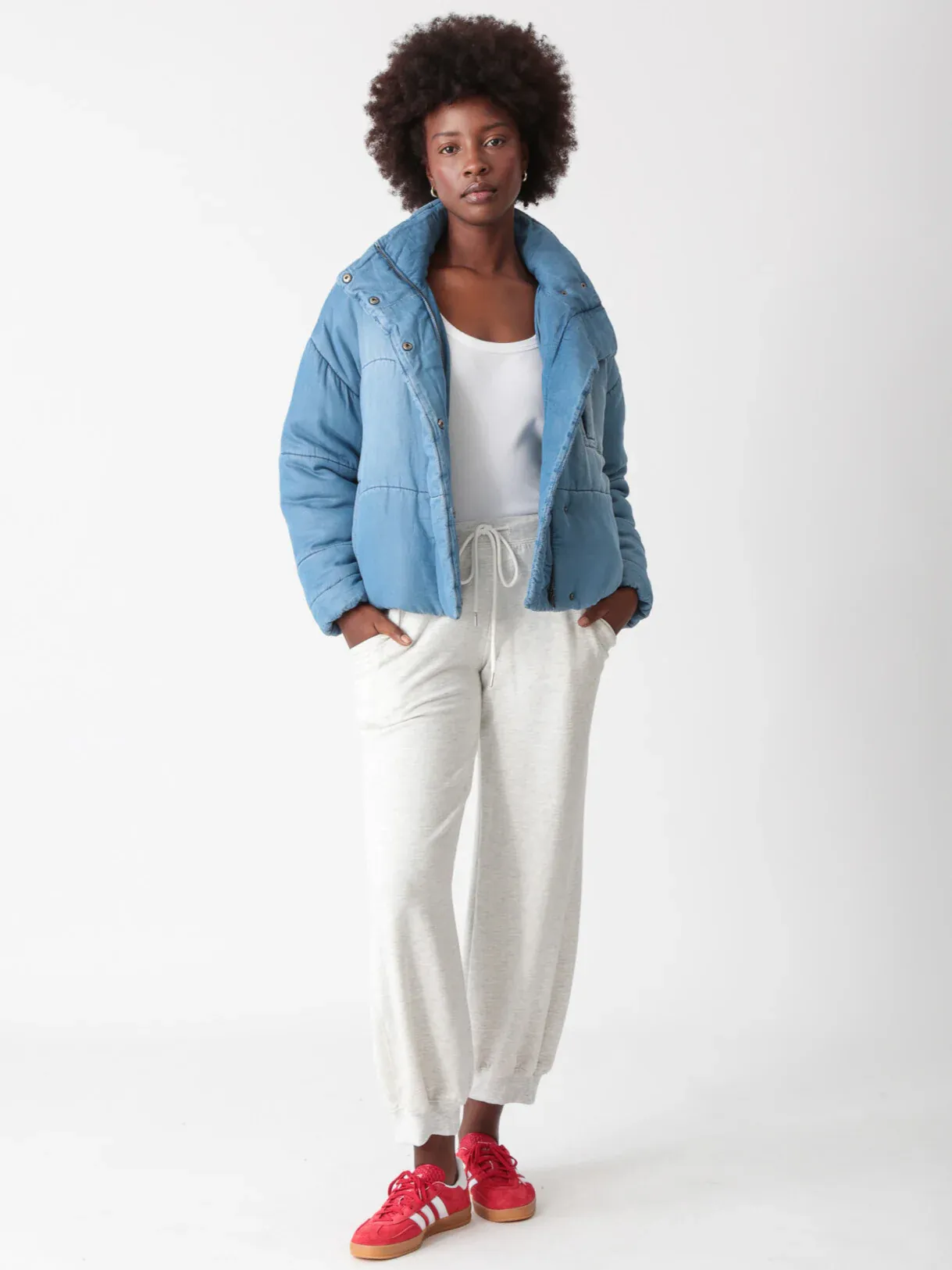 The Vintage Denim Puff Jacket