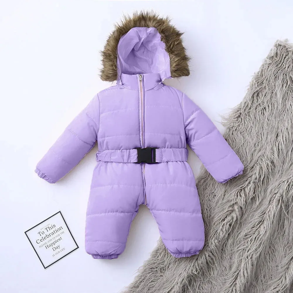Thick Warm Fur Hood Down Parkas Snowsuits