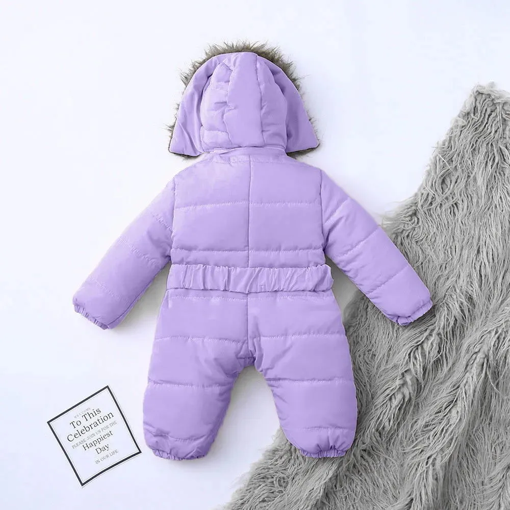 Thick Warm Fur Hood Down Parkas Snowsuits