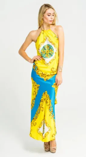 Trisha Paterson  Severce Dress Blue and Yellow