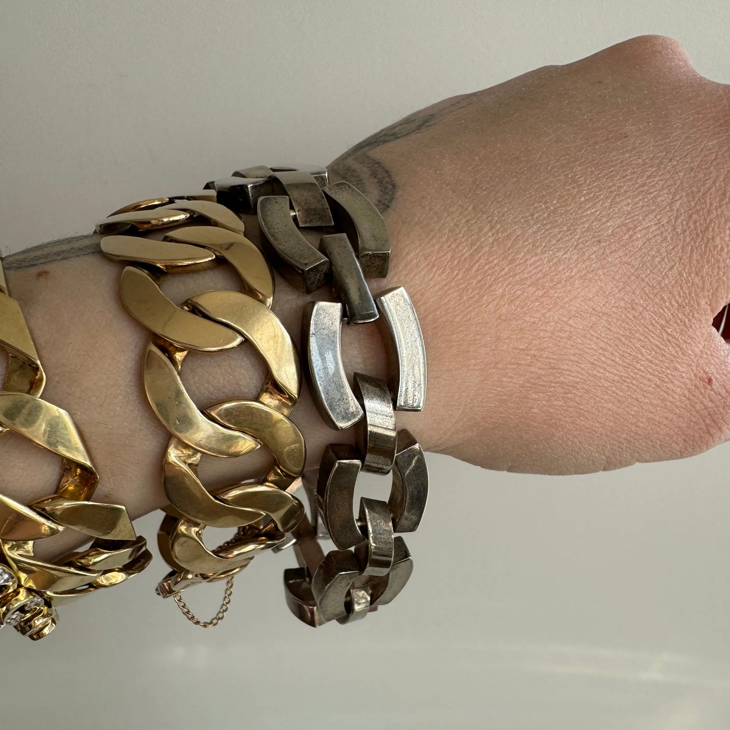 V I N T A G E // perfect links / sterling silver geometric link bracelet / 7.5", 53g