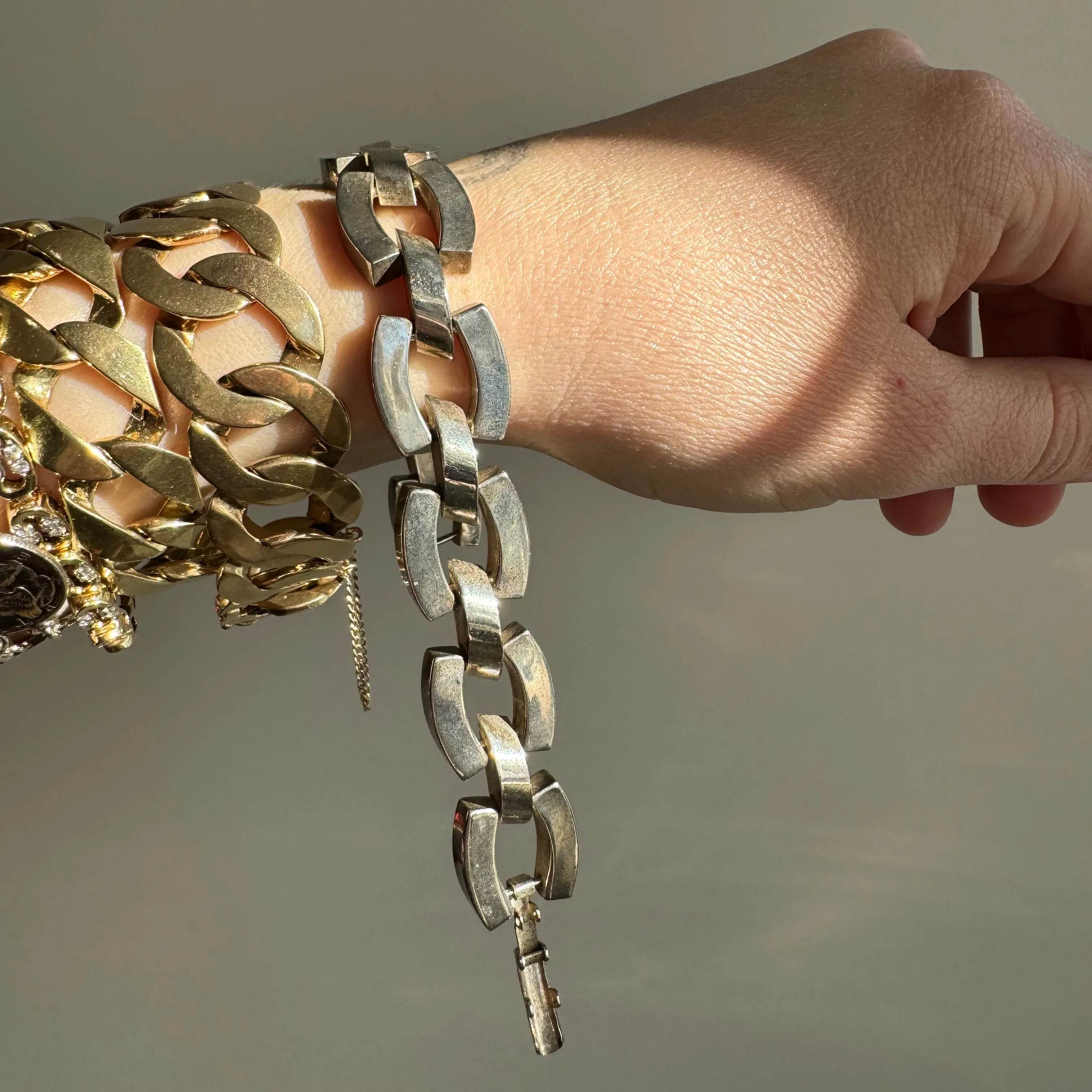 V I N T A G E // perfect links / sterling silver geometric link bracelet / 7.5", 53g