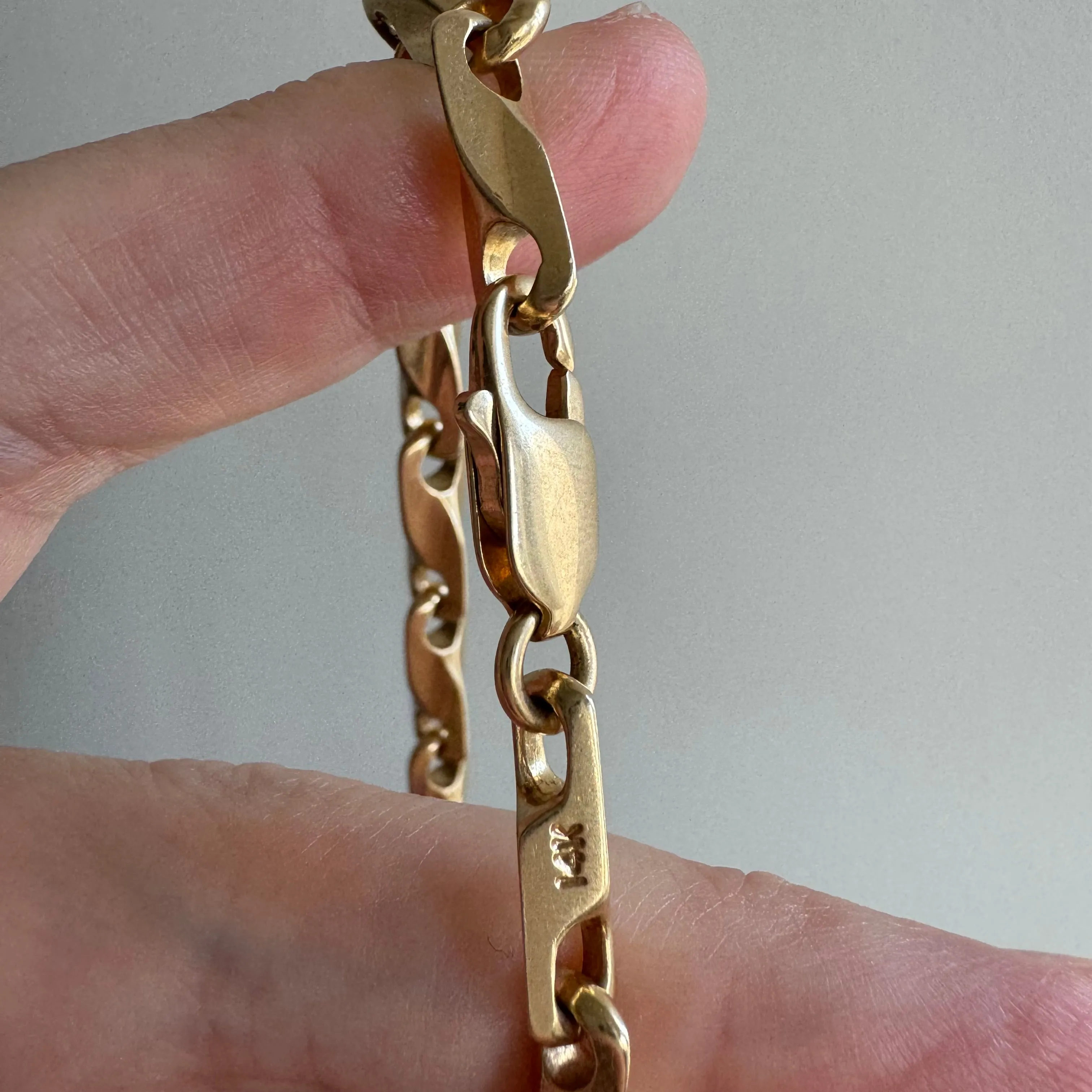 V I N T A G E // tulip geometry / 14k yellow gold fancy link necklace chain / 18.25", 47.5g
