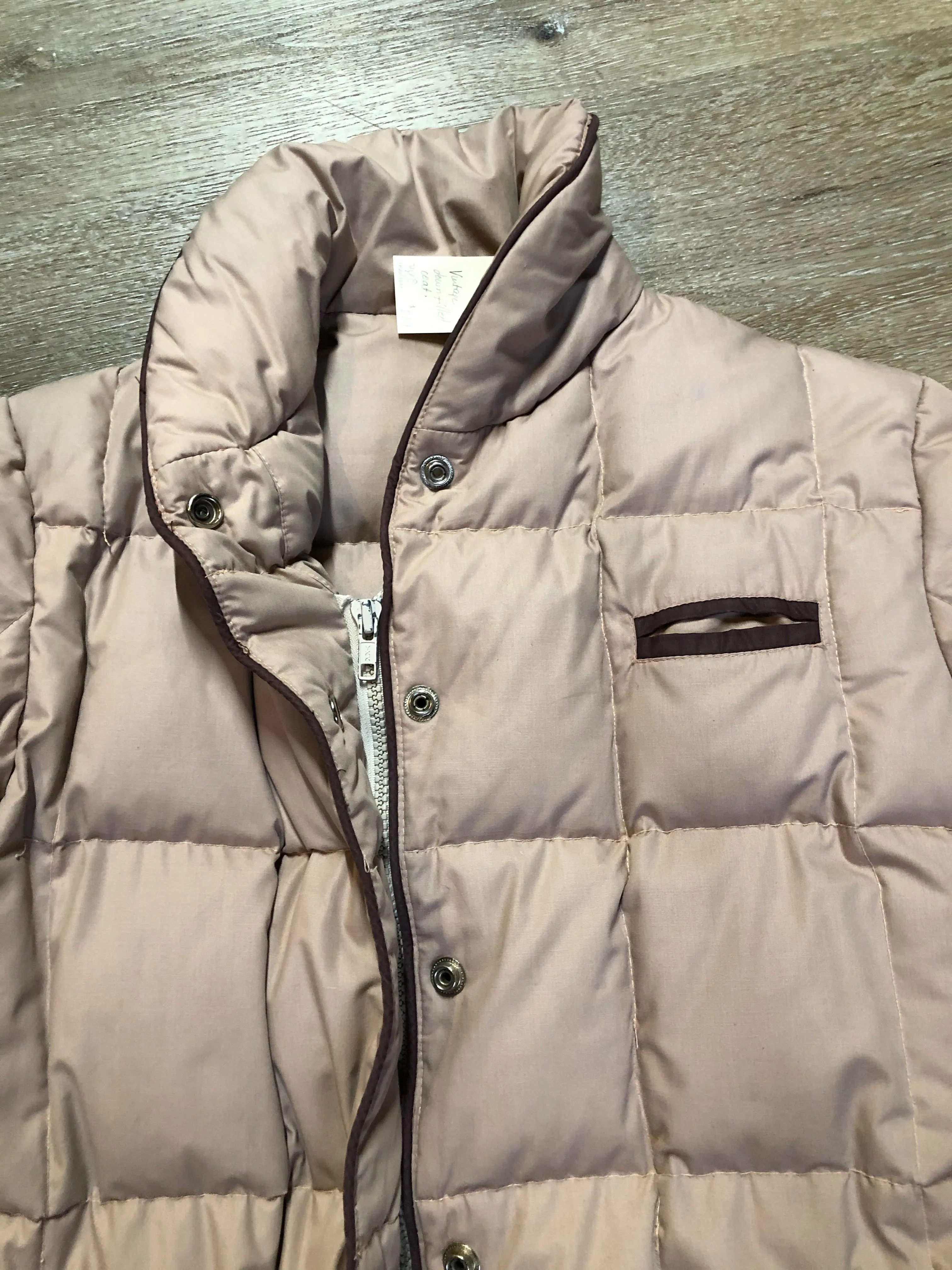 Vintage Light Pink Down-Filled Puffer Jacket