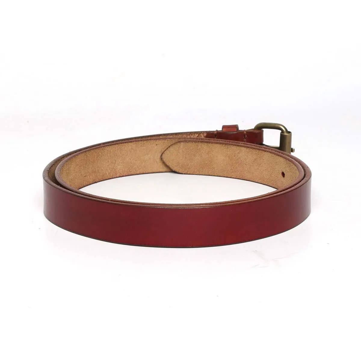 Wine Leather Antique Look Buckle Ladies Belt By Brune & Bareskin