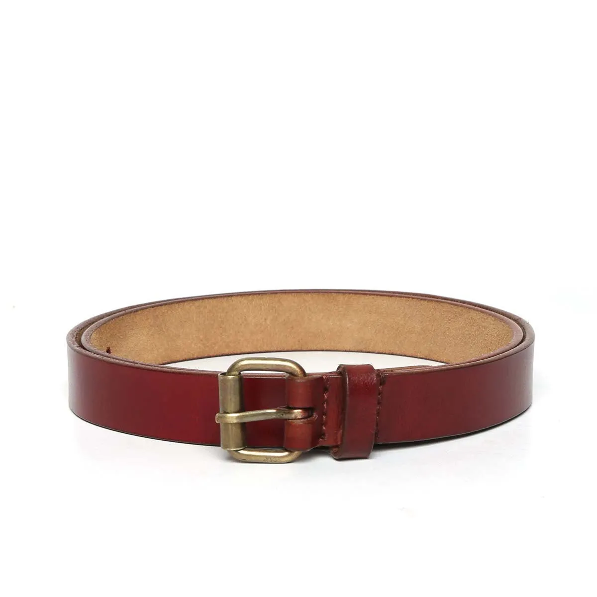 Wine Leather Antique Look Buckle Ladies Belt By Brune & Bareskin