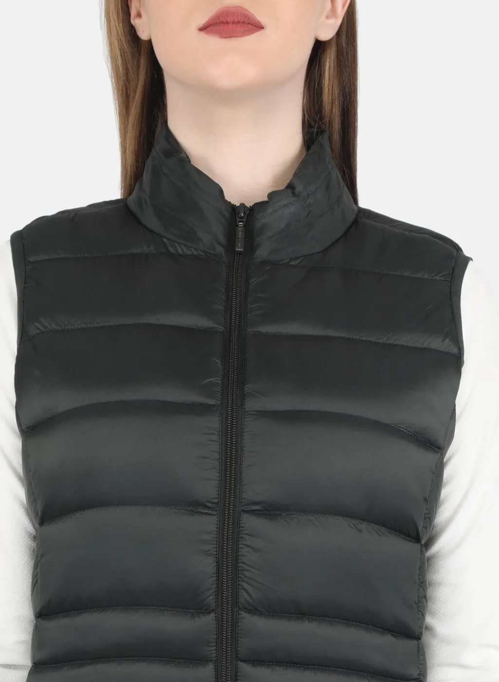 Women Olive Puffer Jacket