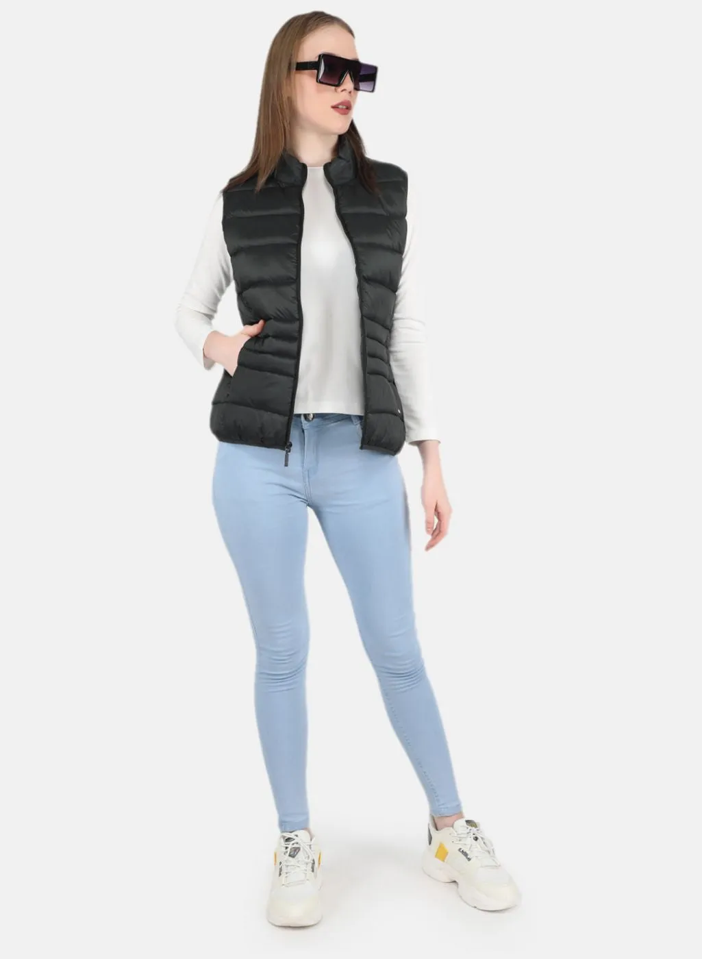 Women Olive Puffer Jacket