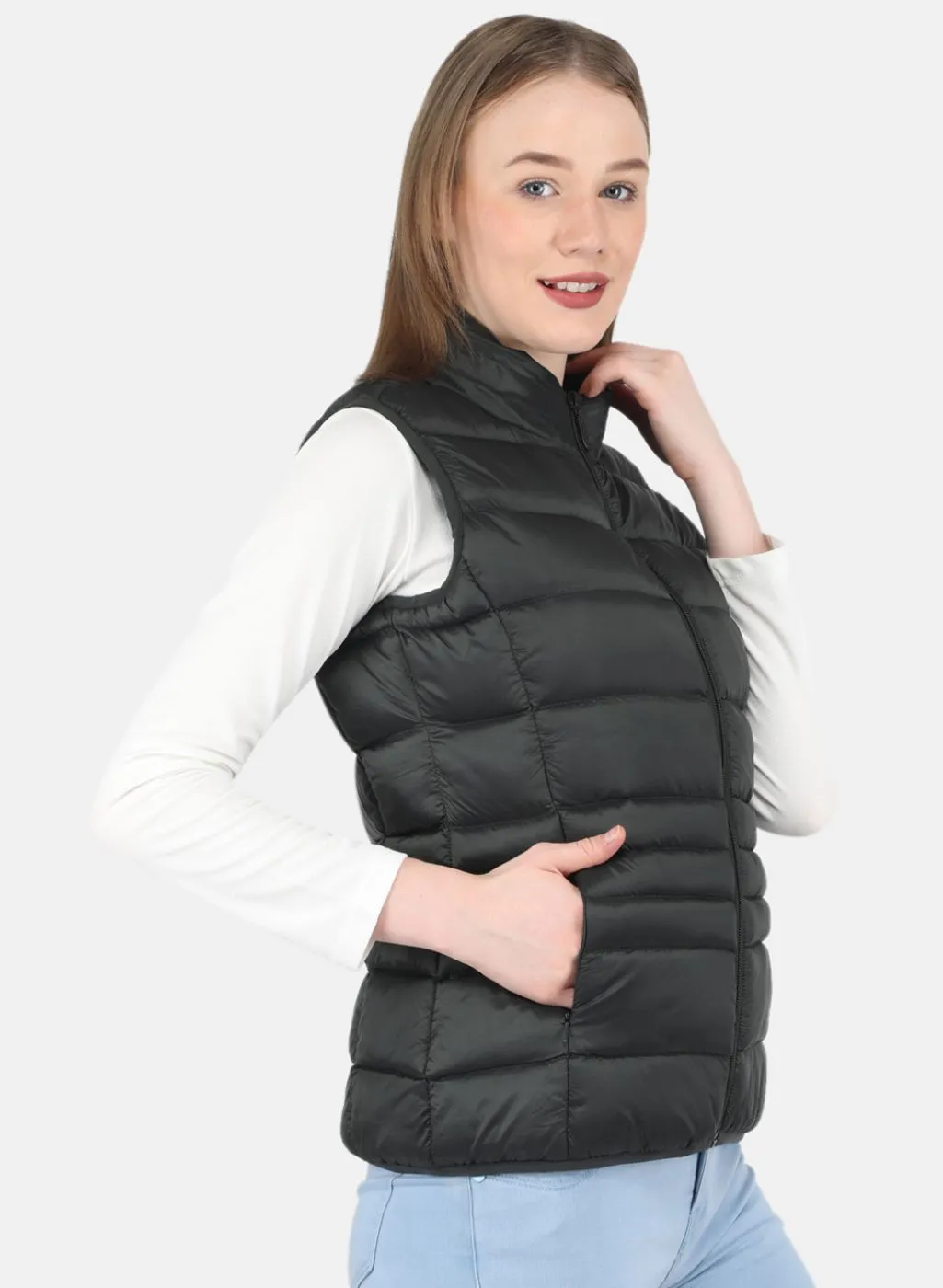Women Olive Puffer Jacket
