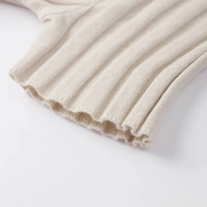 Women's Form Fitting Knitted Round Neck Pleated Maxi Dress