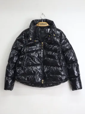 Women's Glossy Puffer Jacket,Black