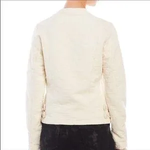 Women's Ivory Textured Moto Biker Jacket by Maison Scotch